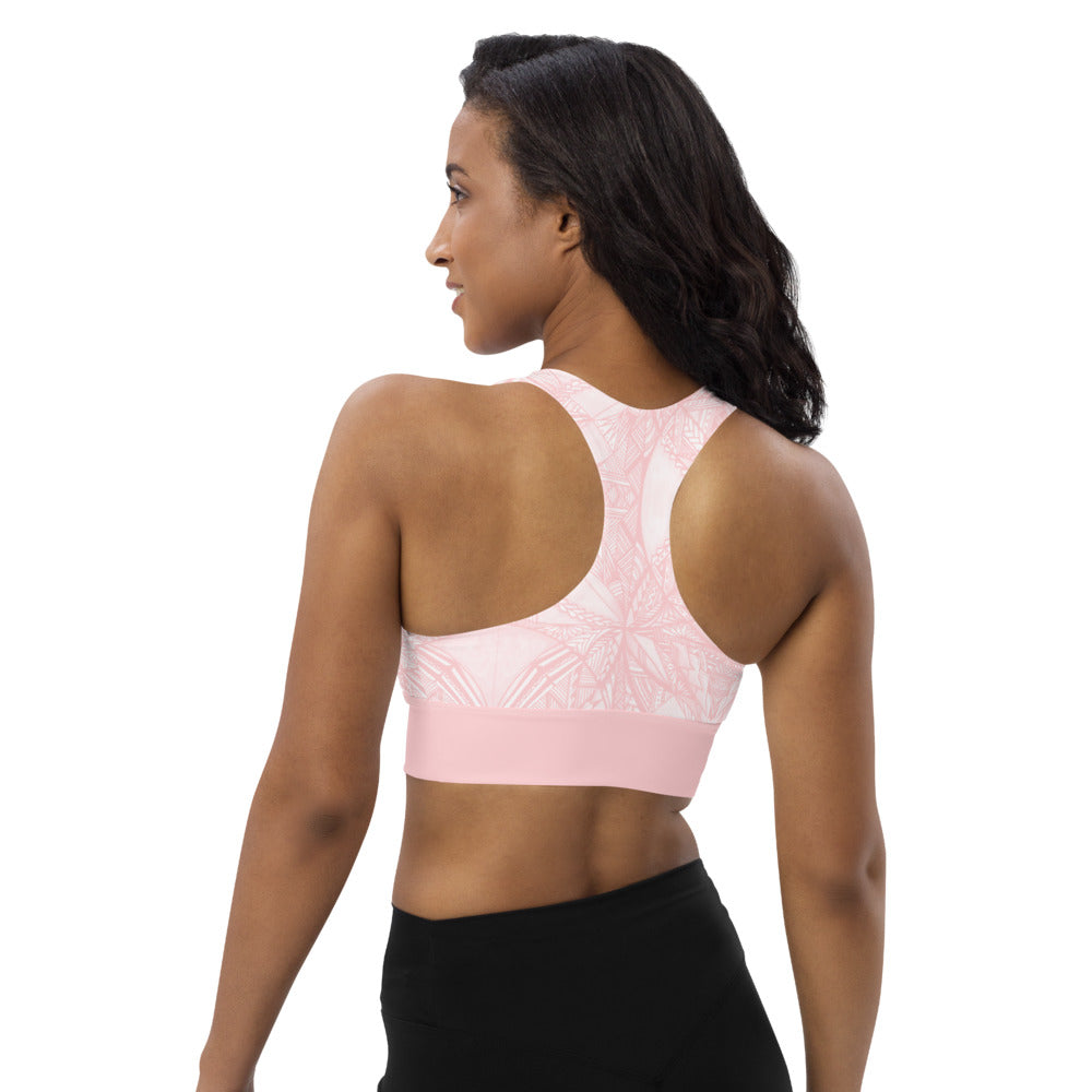 Samoan Tapa Pink Longline sports bra