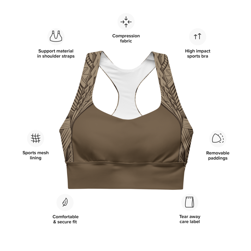 Samoan Koko Tatau Strip sports bra