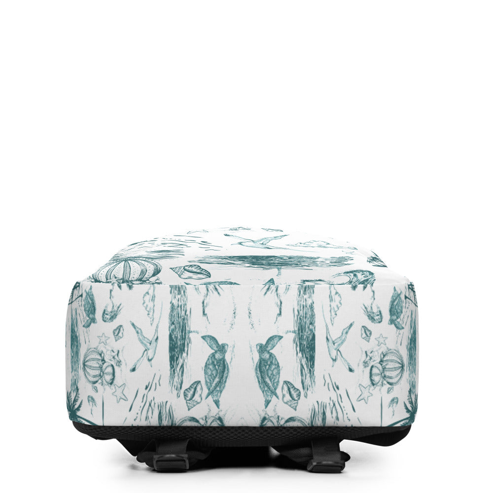 Teal Toile Minimalist Backpack