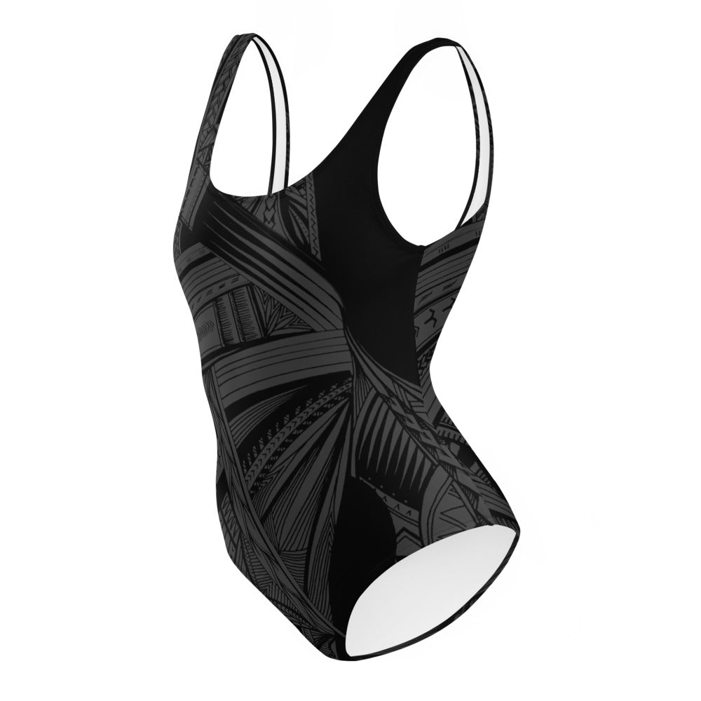 Black Tapa Tatau One-Piece Swimsuit
