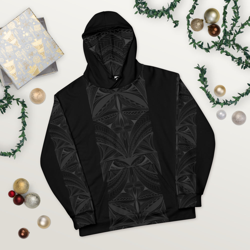 Samoa Black Tapa Design Strip Hoodie