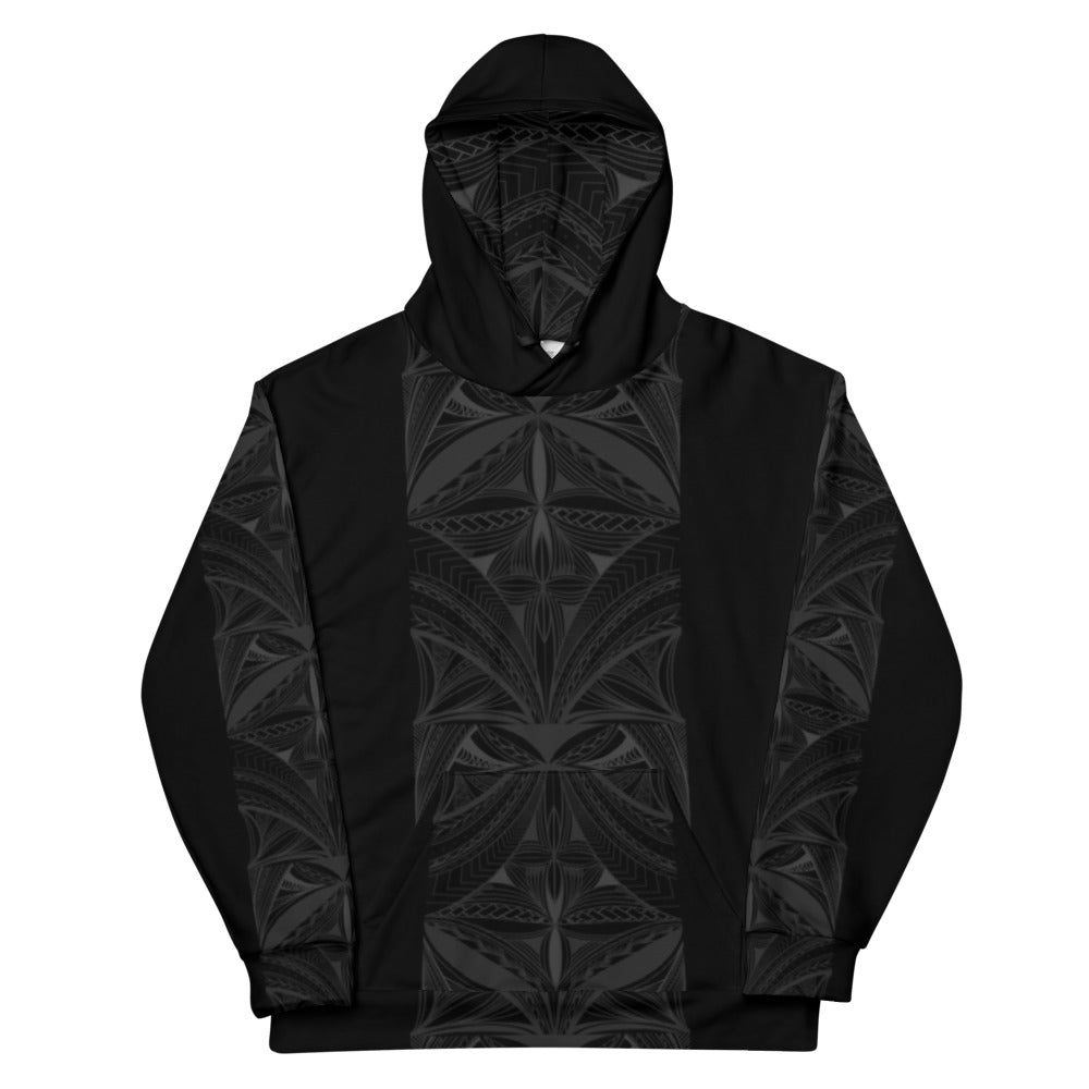 Samoa Black Tapa Design Strip Hoodie
