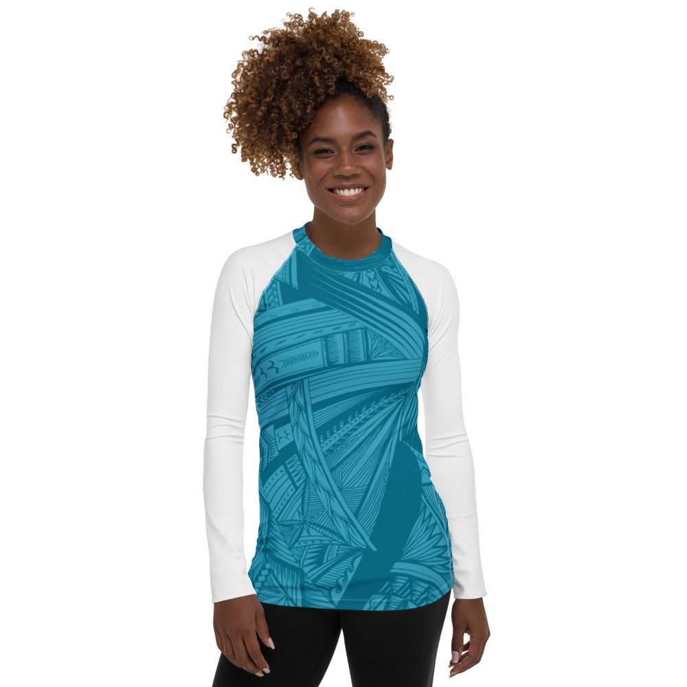 Turquoise Tatau Women's Rash Guard