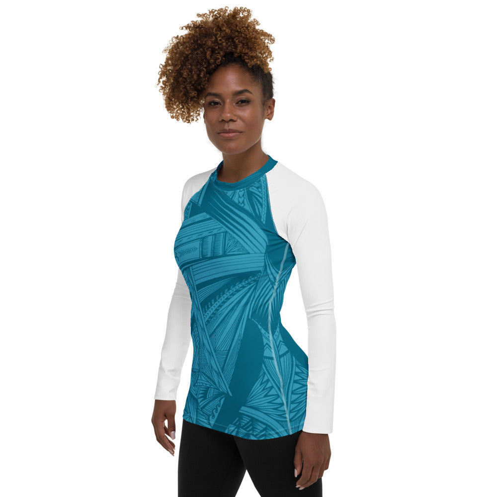 Turquoise Tatau Women's Rash Guard
