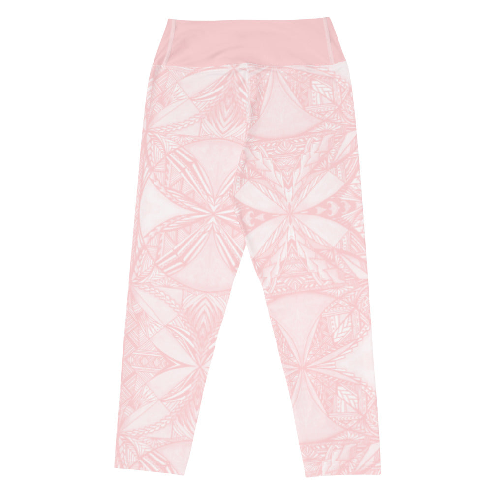 Samoan Tapa Pink Yoga Capri Leggings