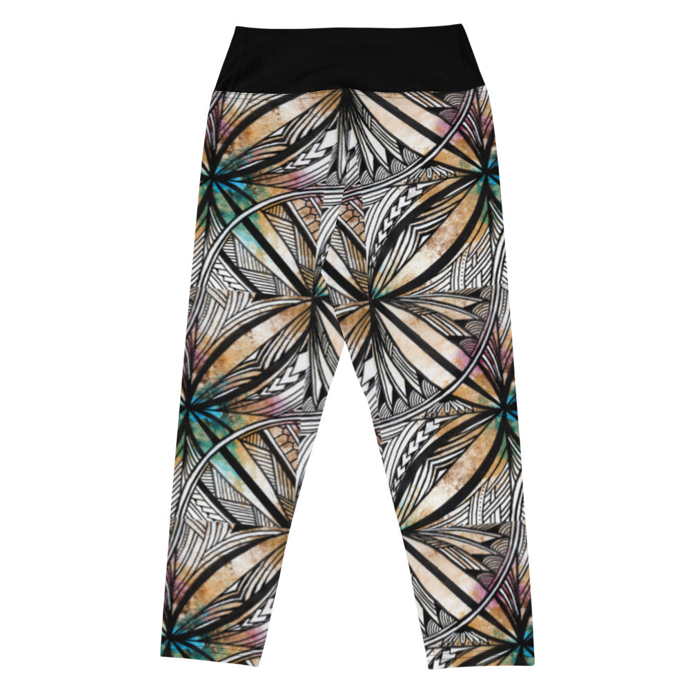 Samoan Golden Tapa Yoga Capri Leggings