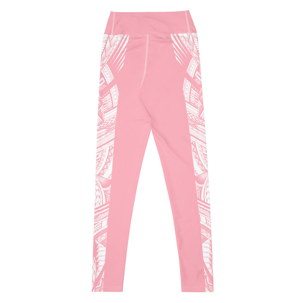 Samoan Tatau Strip Pink Yoga Leggings