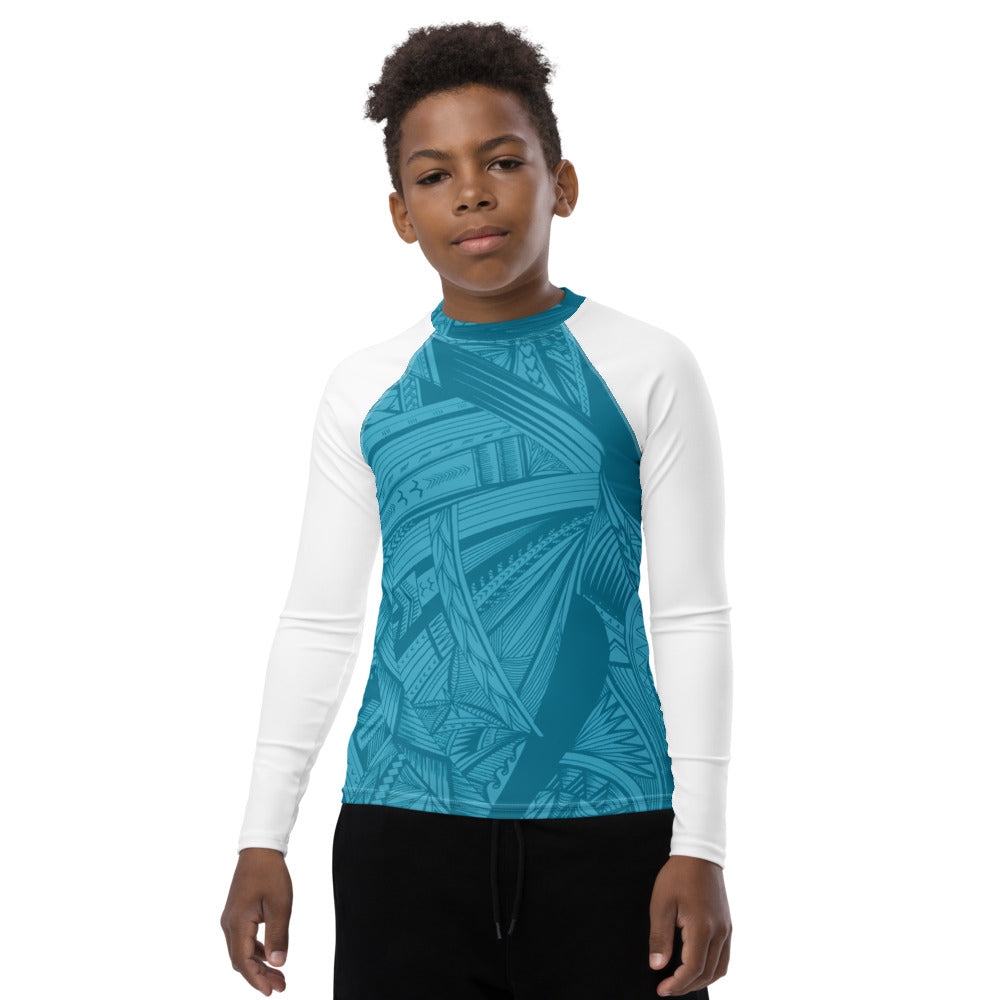 Turquoise Fonuea Youth Rash Guard