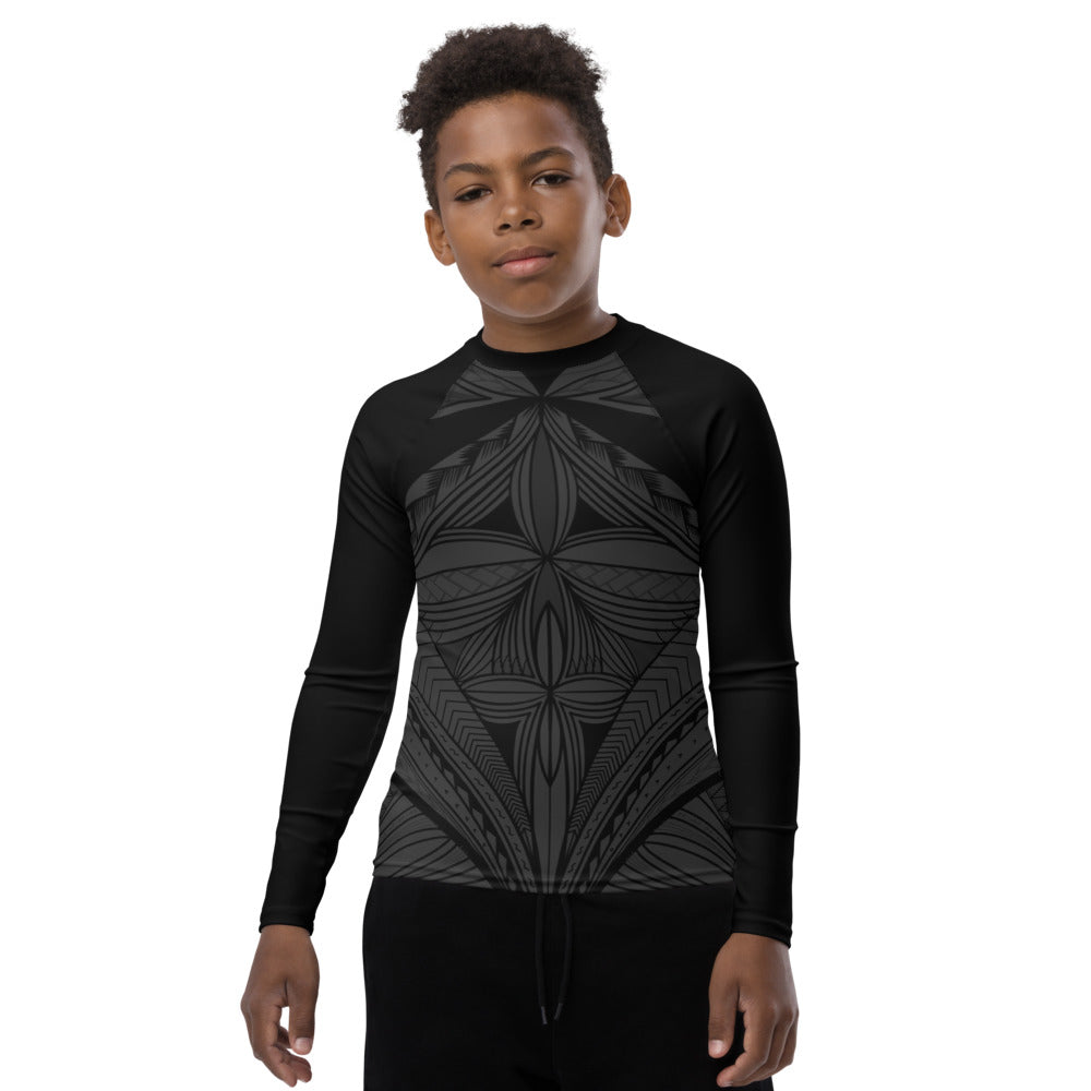Samoan Black Tapa Youth Rash Guard