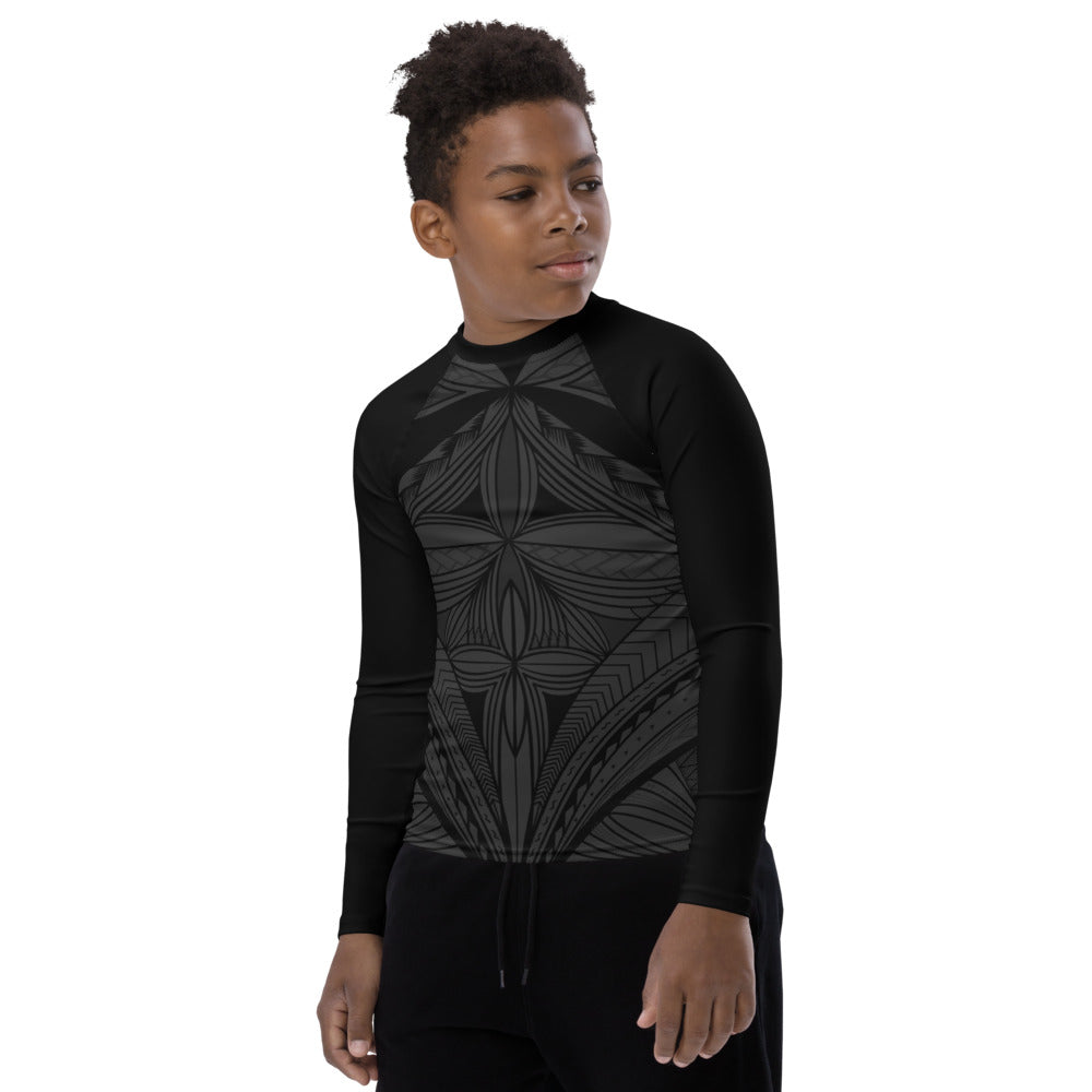 Samoan Black Tapa Youth Rash Guard