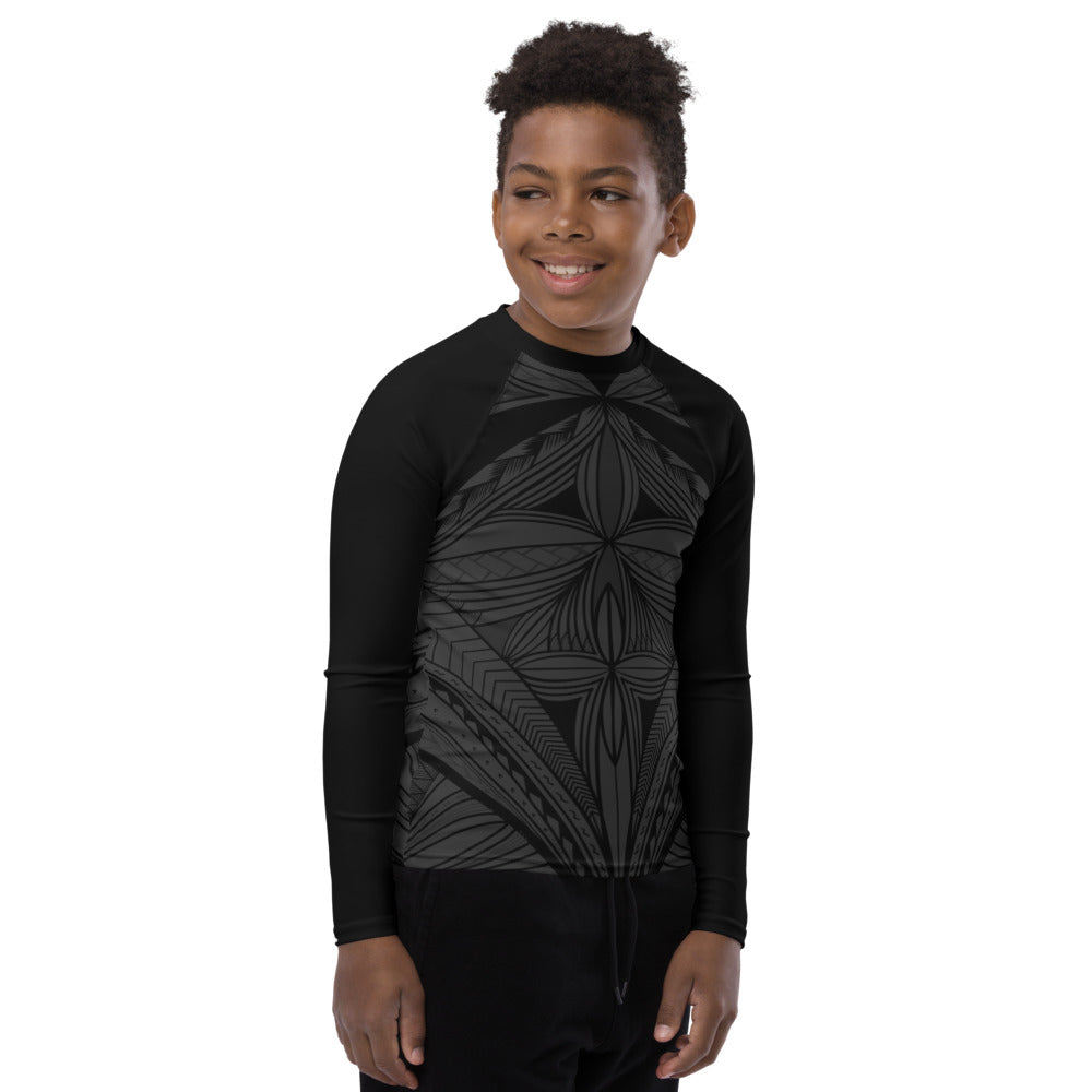 Samoan Black Tapa Youth Rash Guard