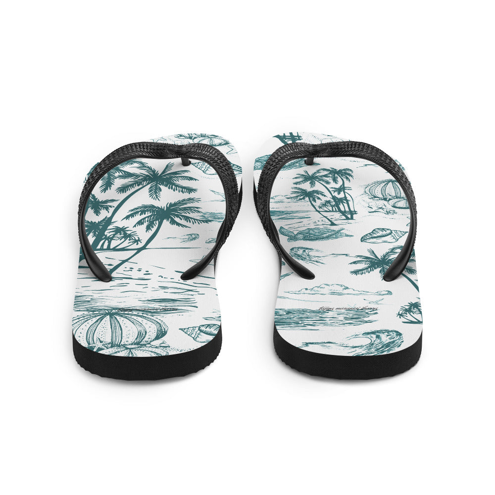 Teal Toile Flip-Flops