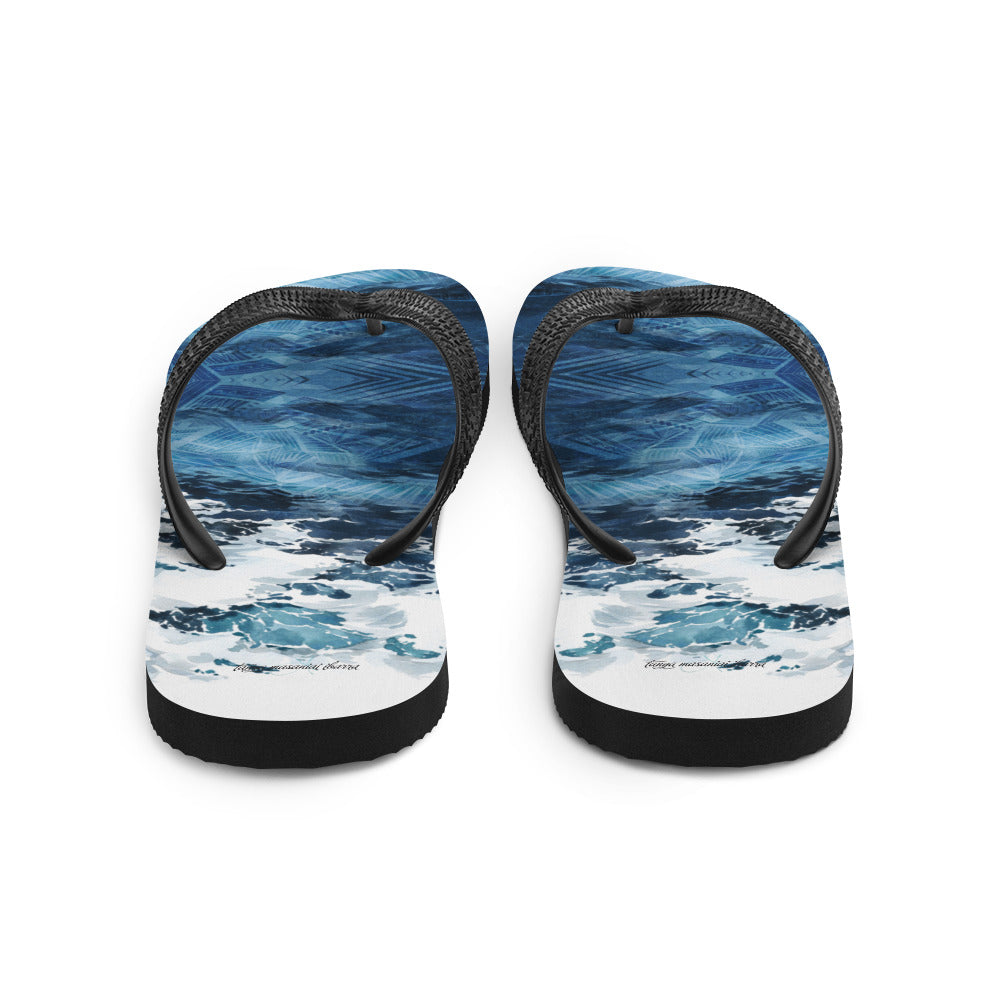 Ocean Waves Tatau Flip-Flops