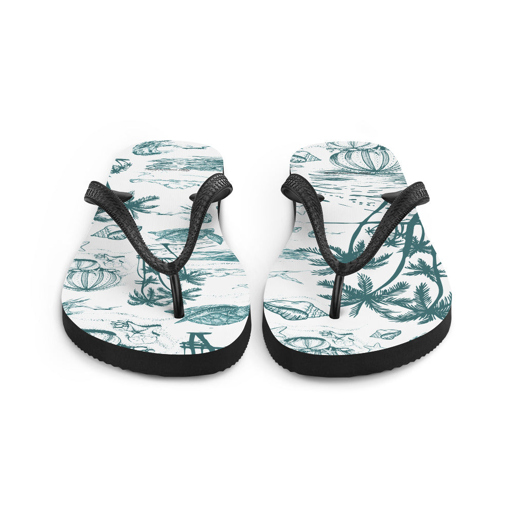 Teal Toile Flip-Flops