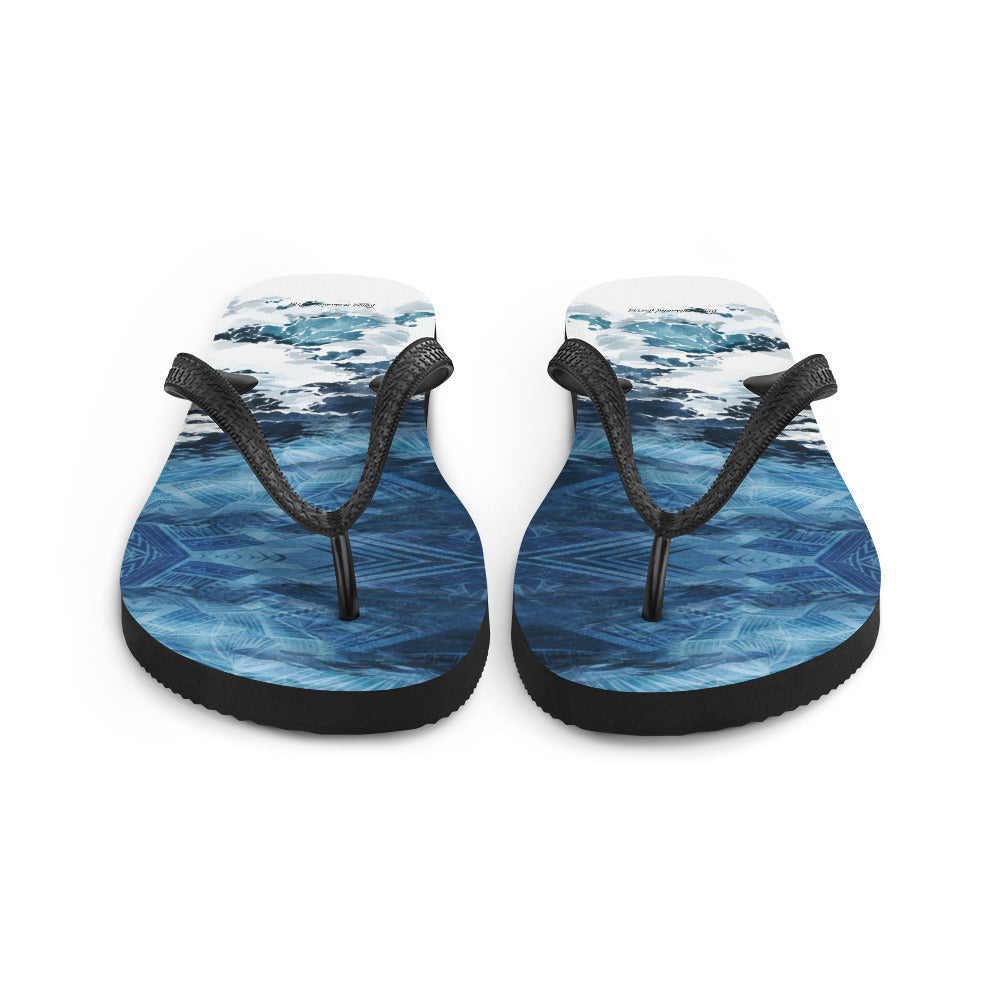 Ocean Waves Tatau Flip-Flops