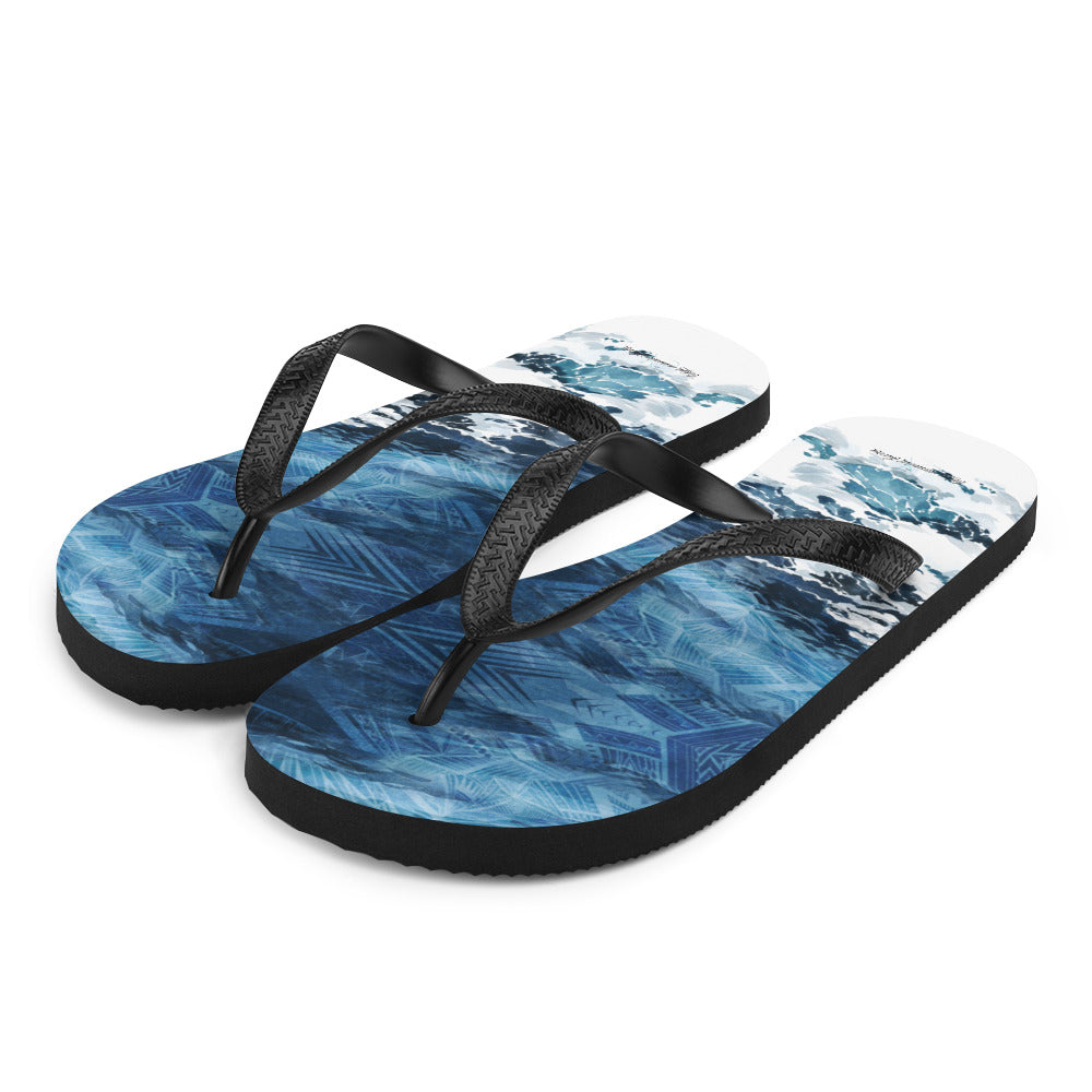 Ocean Waves Tatau Flip-Flops
