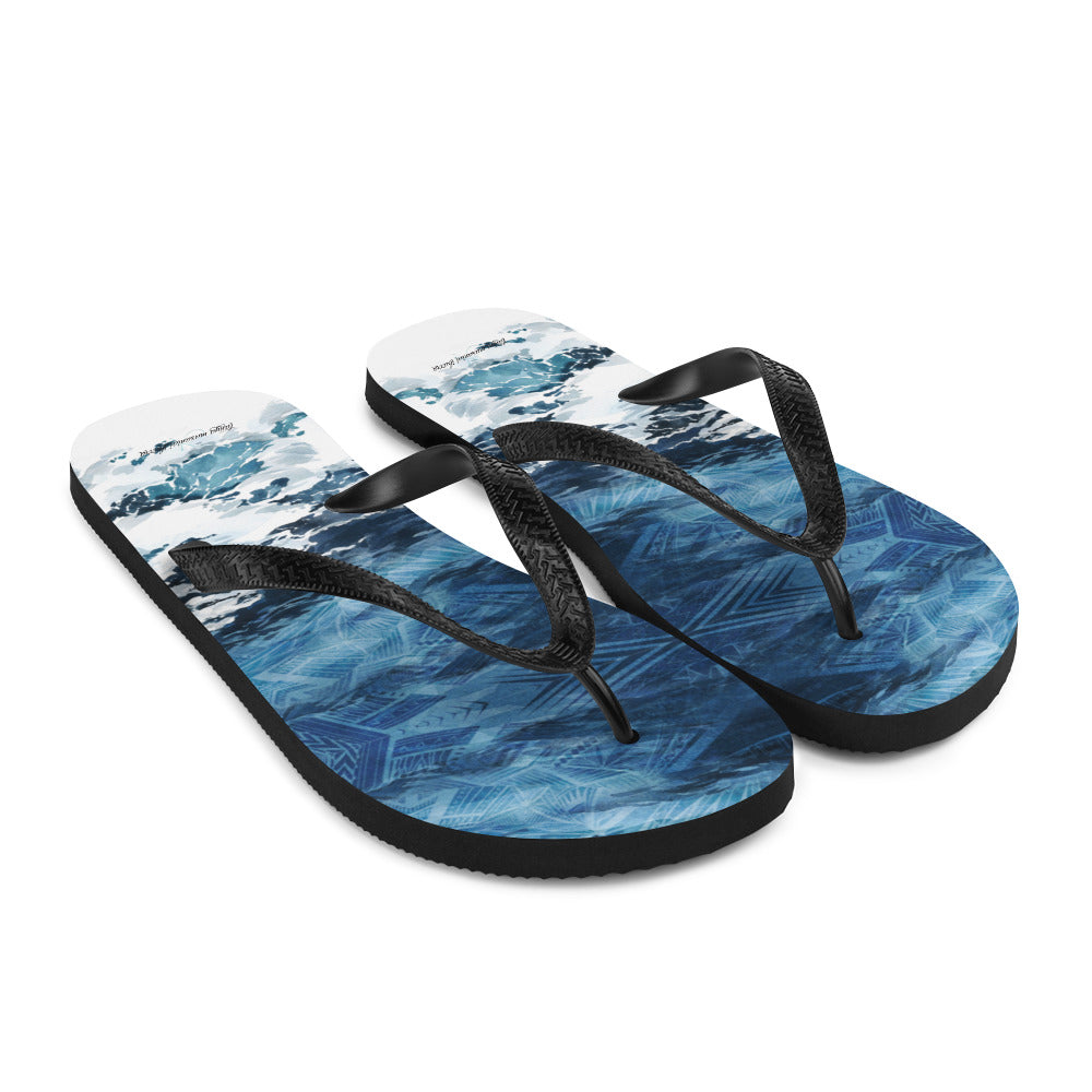 Ocean Waves Tatau Flip-Flops