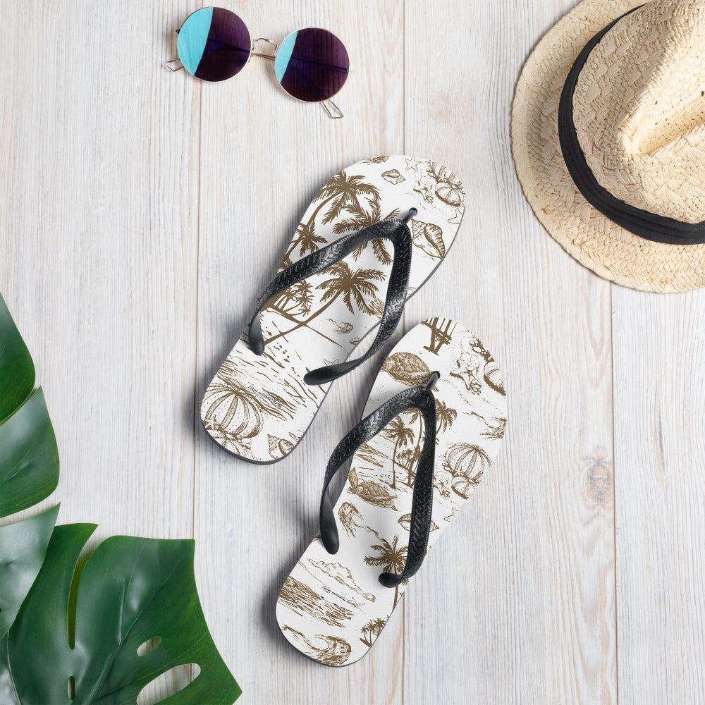 Sepia Toile Flip-Flops
