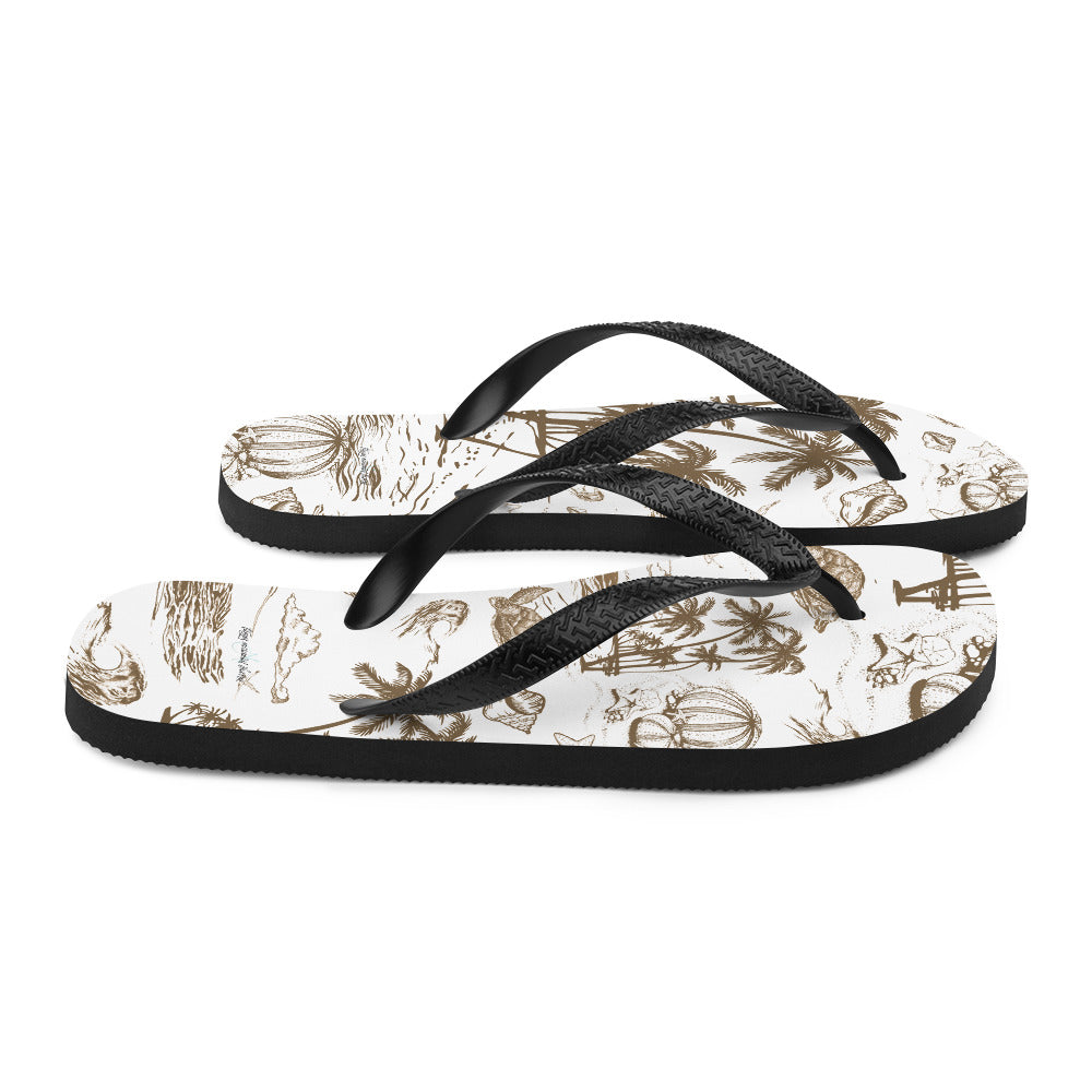 Sepia Toile Flip-Flops