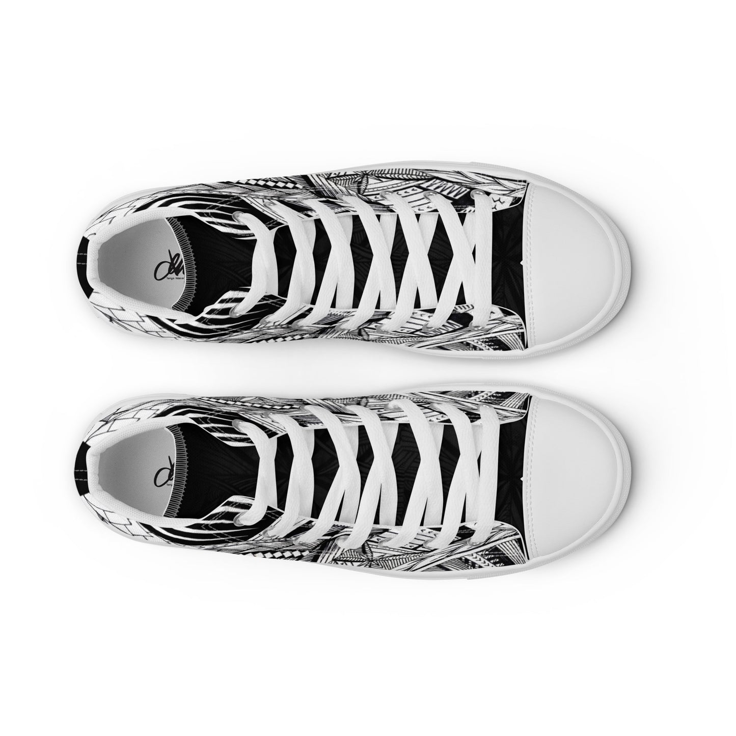 Samoa Tatau Black White Women’s high top canvas shoes