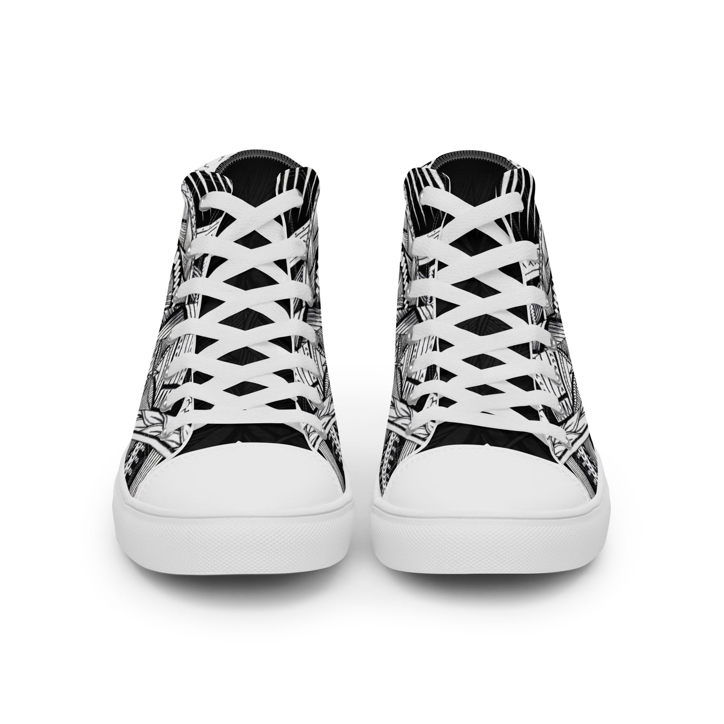 Samoa Tatau Black White Women’s high top canvas shoes