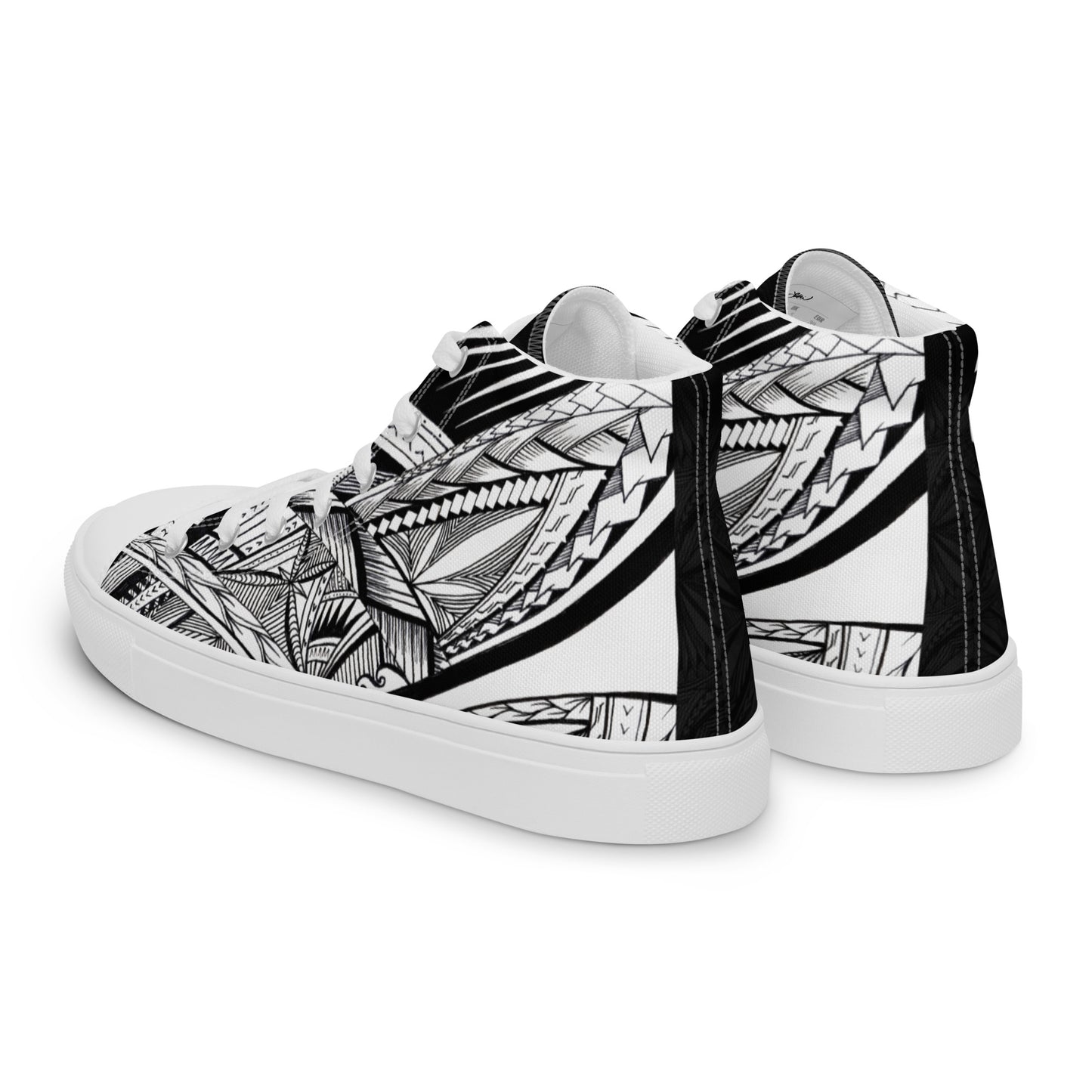 Samoa Tatau Black White Women’s high top canvas shoes