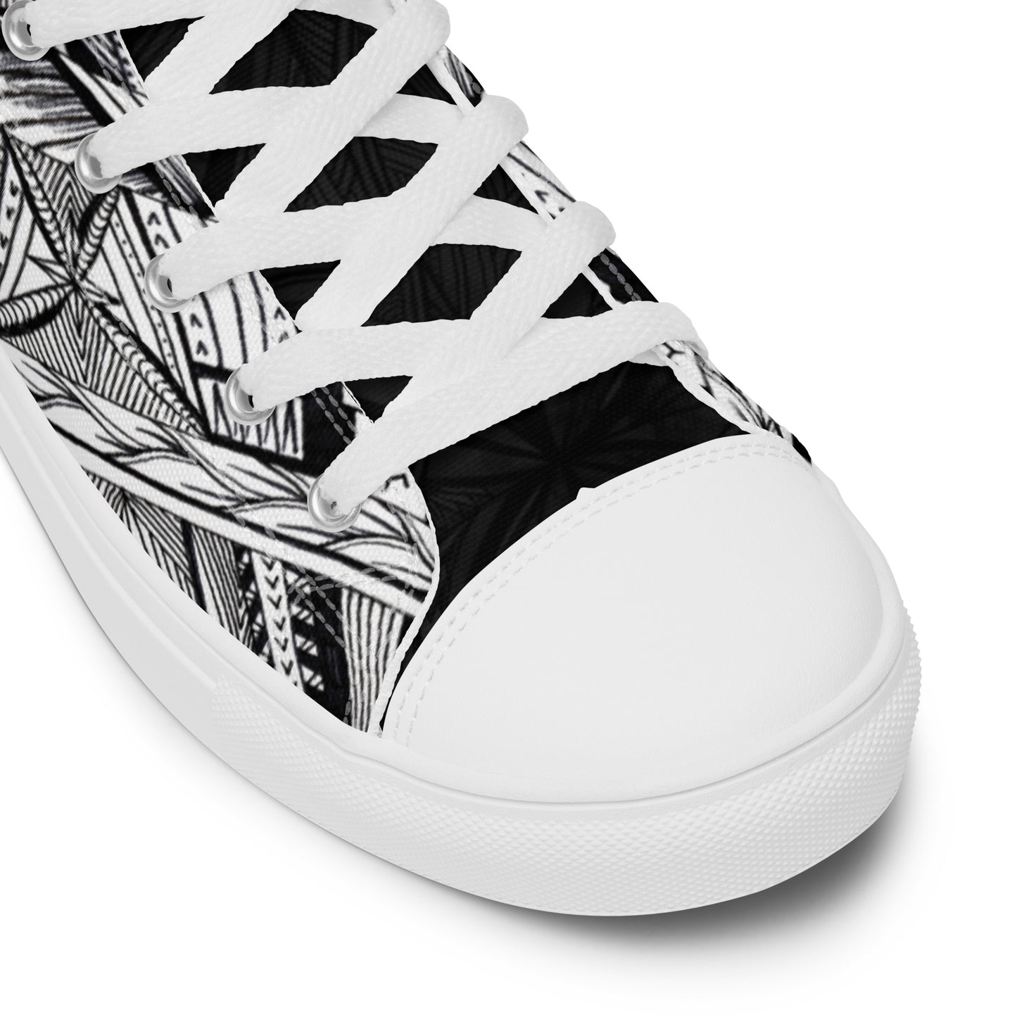 Samoa Tatau Black White Women’s high top canvas shoes