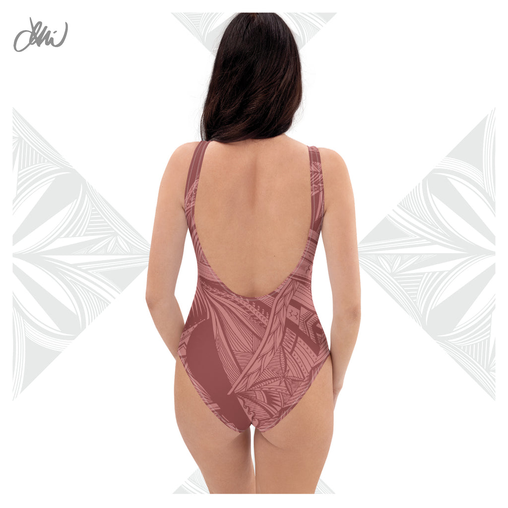 Samoan Light Pink Tatau One-Piece Swimsuit