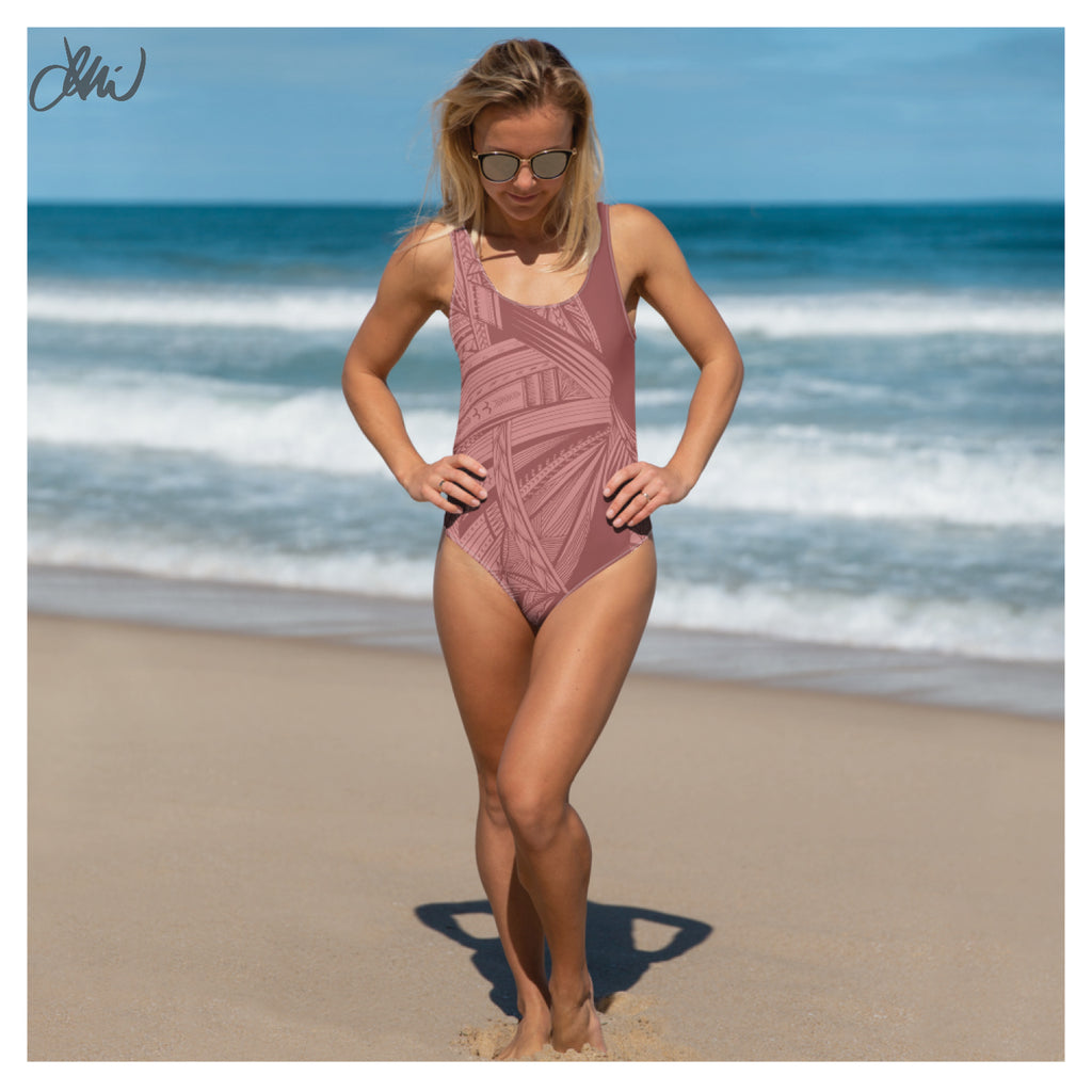 Samoan Light Pink Tatau One-Piece Swimsuit