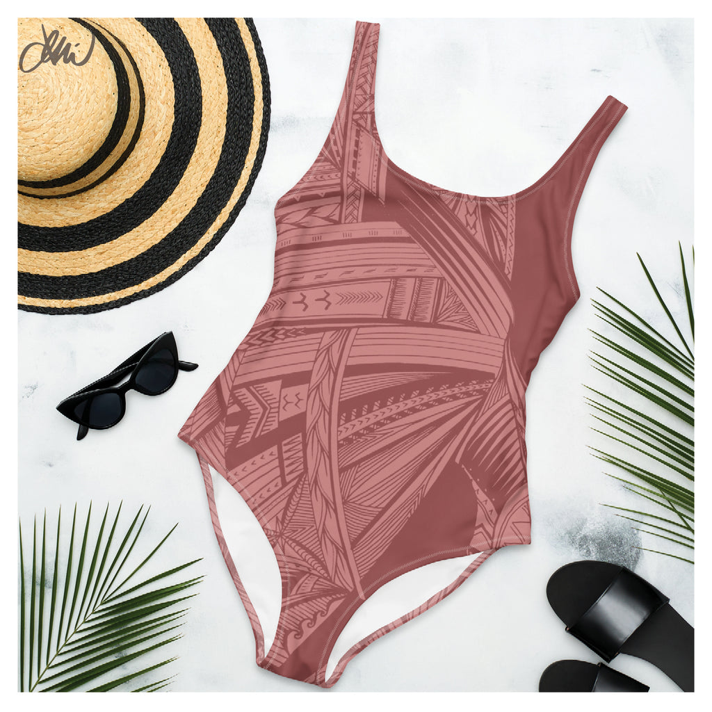Samoan Light Pink Tatau One-Piece Swimsuit