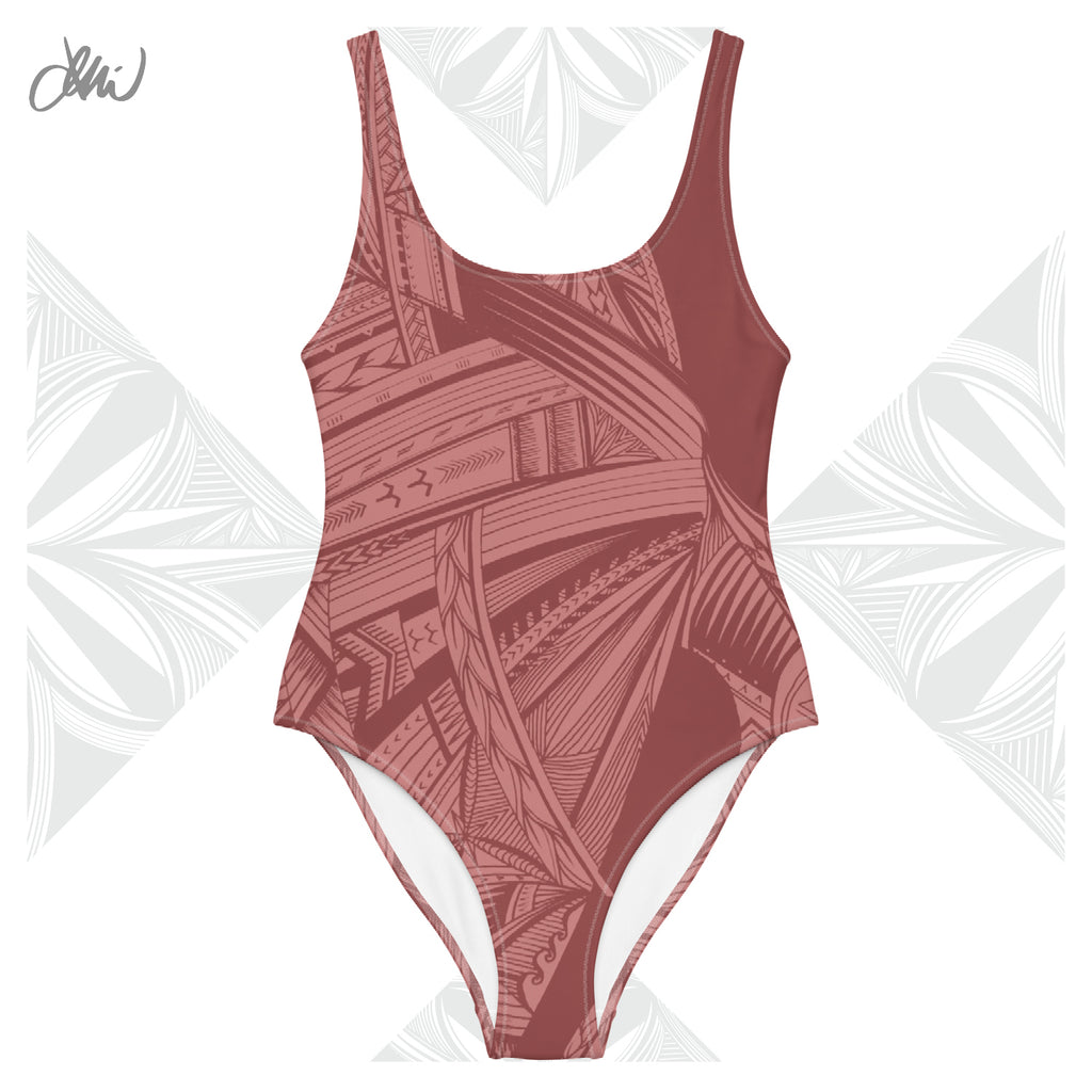 Samoan Light Pink Tatau One-Piece Swimsuit