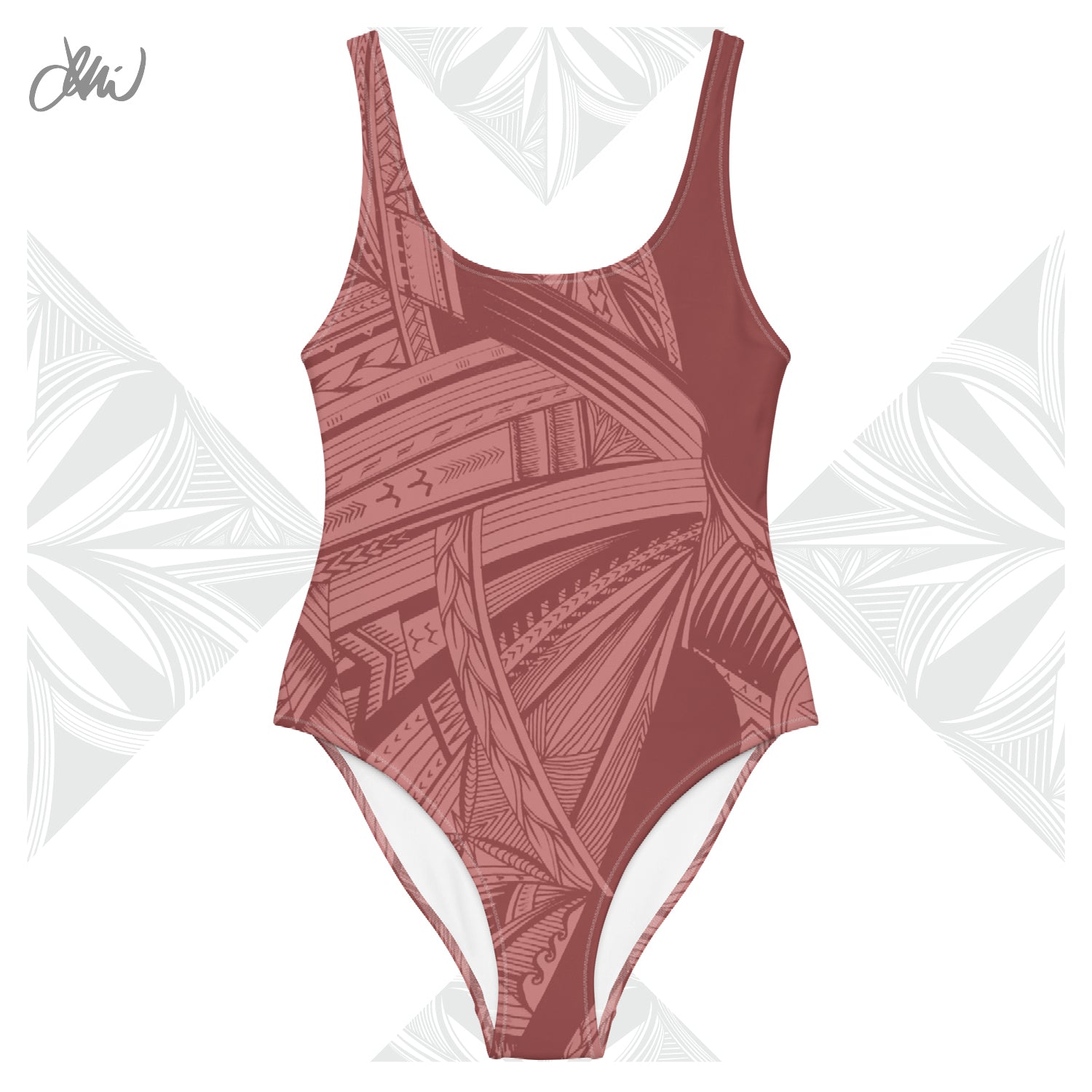 Samoan Light Pink Tatau One-Piece Swimsuit