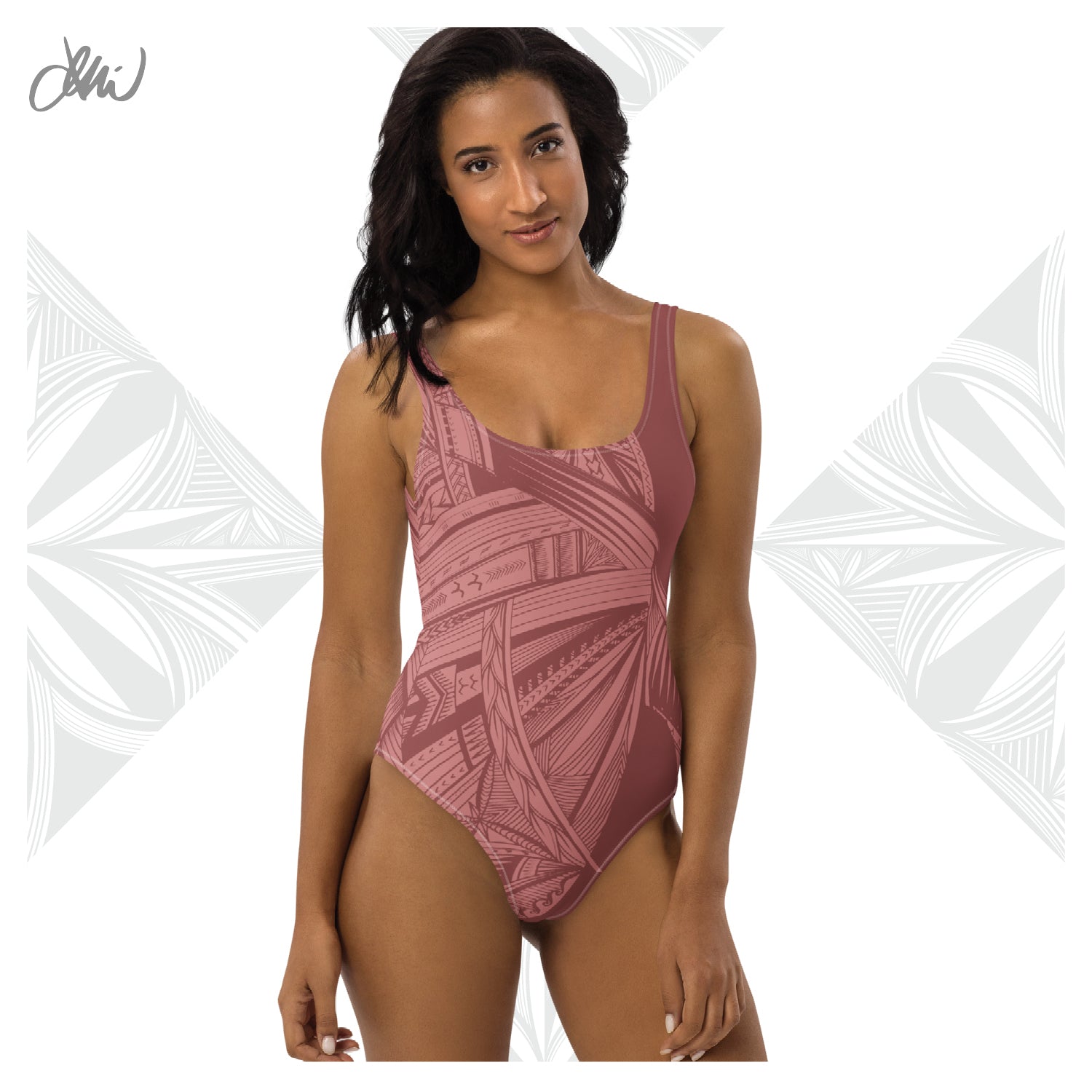 Samoan Light Pink Tatau One-Piece Swimsuit