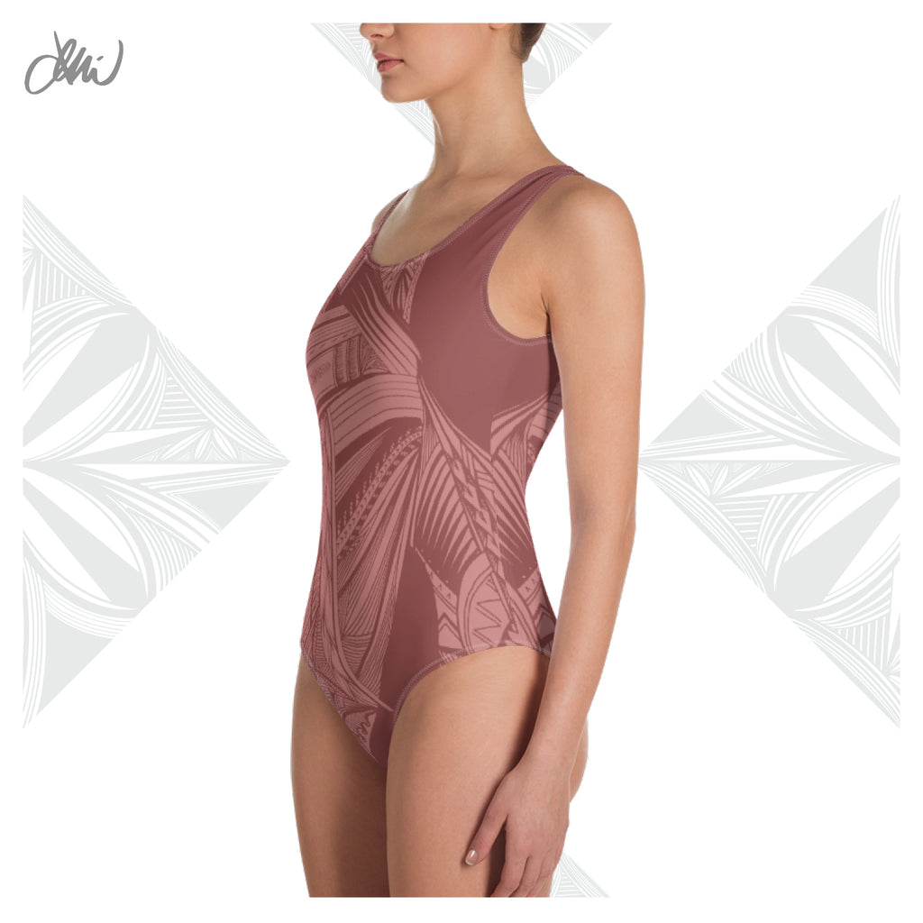 Samoan Light Pink Tatau One-Piece Swimsuit