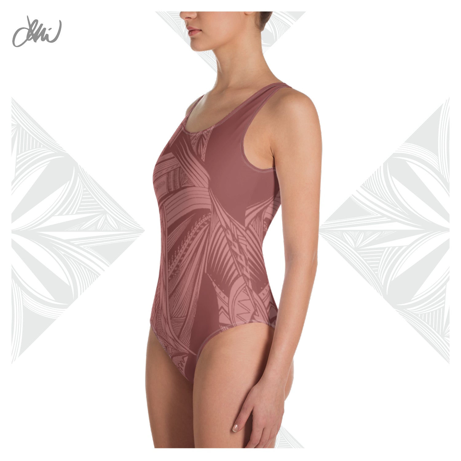 Samoan Light Pink Tatau One-Piece Swimsuit