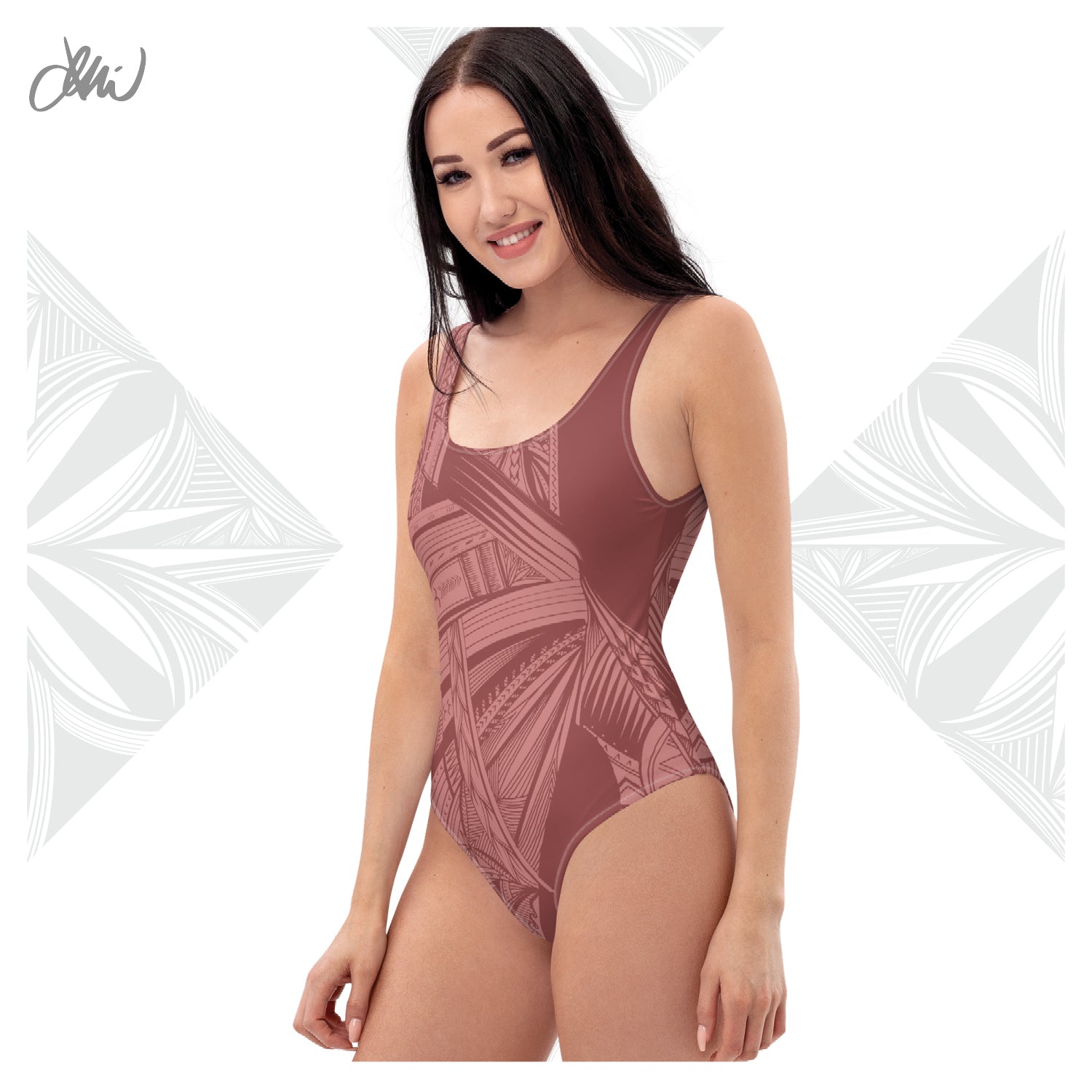 Samoan Light Pink Tatau One-Piece Swimsuit