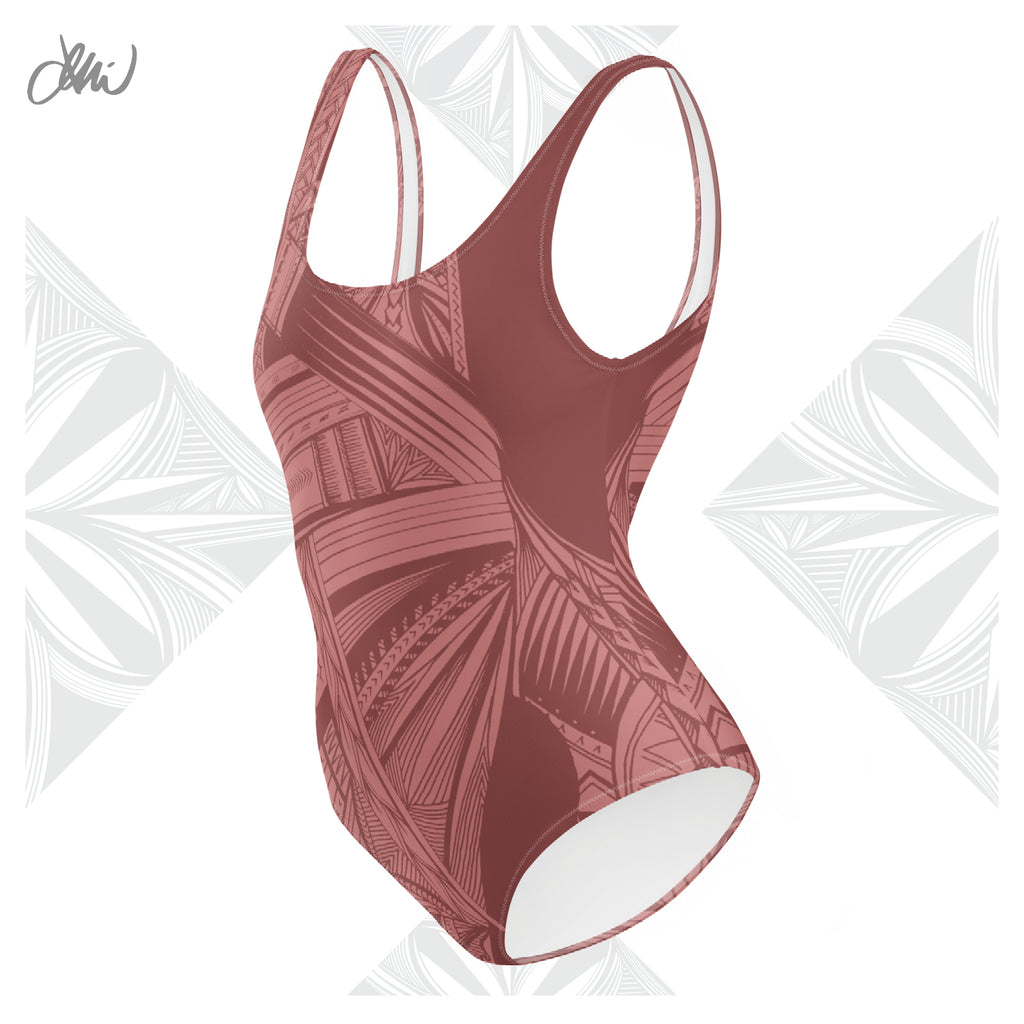 Samoan Light Pink Tatau One-Piece Swimsuit
