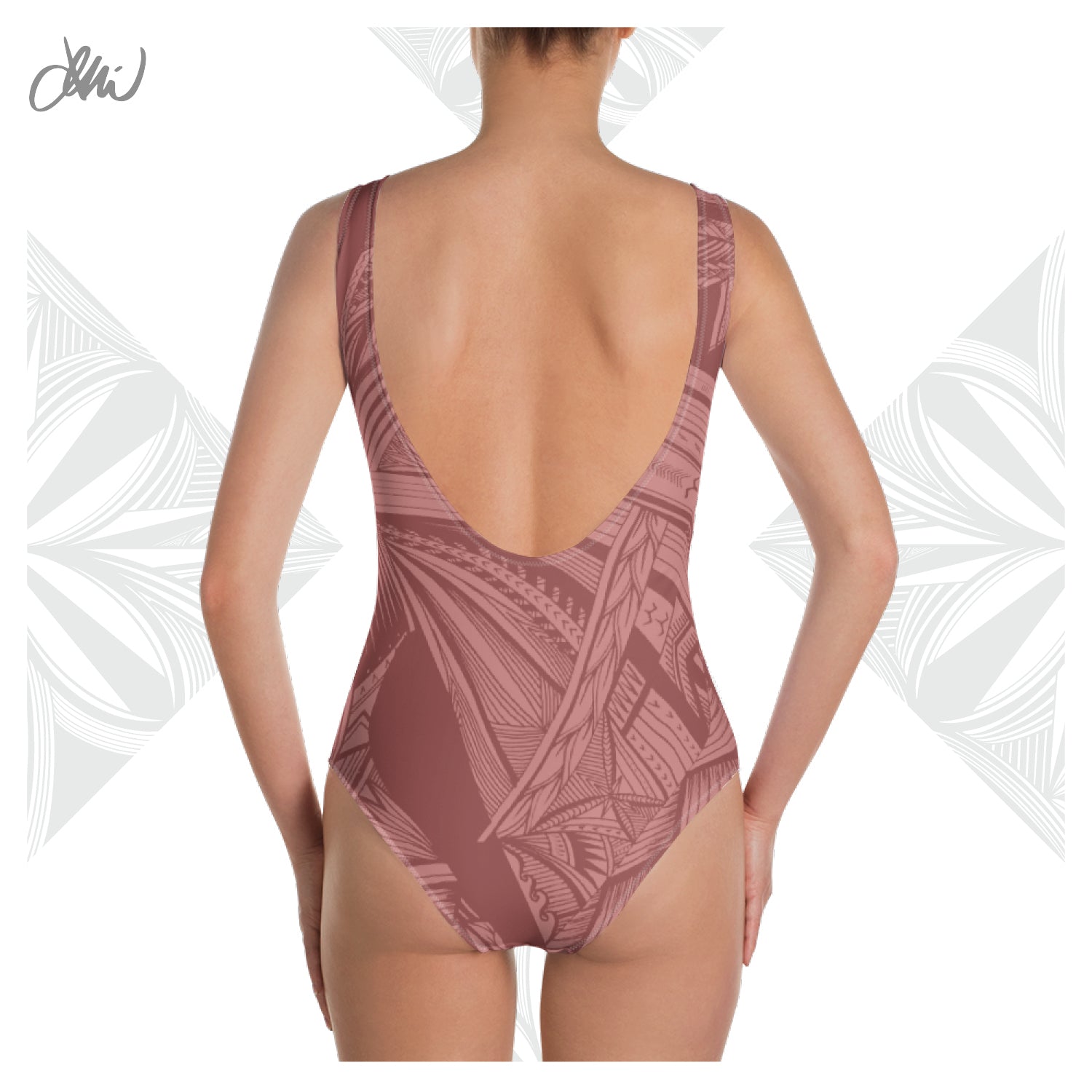 Samoan Light Pink Tatau One-Piece Swimsuit