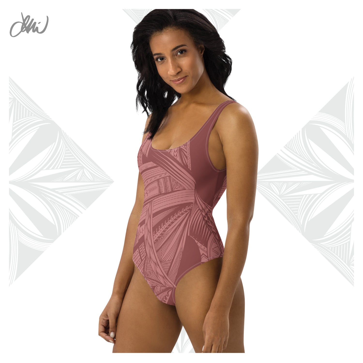 Samoan Light Pink Tatau One-Piece Swimsuit
