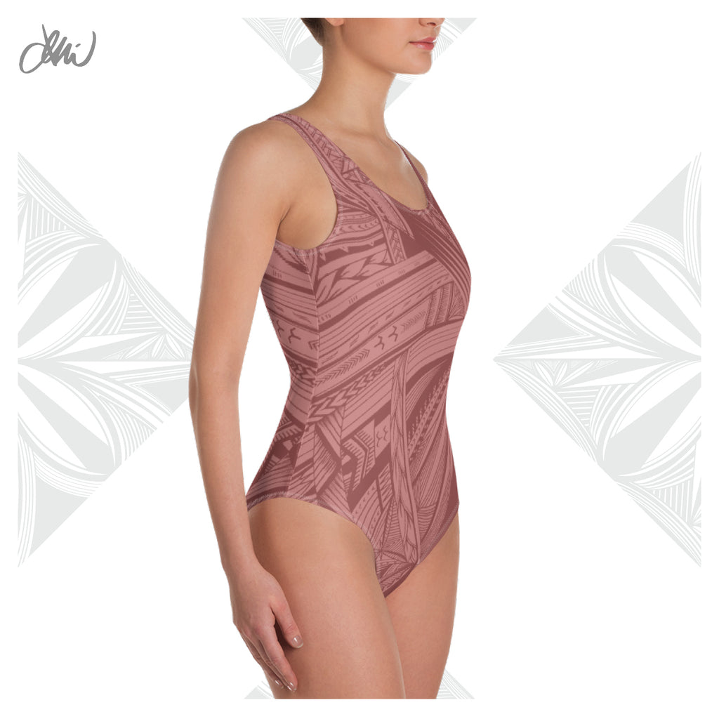 Samoan Light Pink Tatau One-Piece Swimsuit