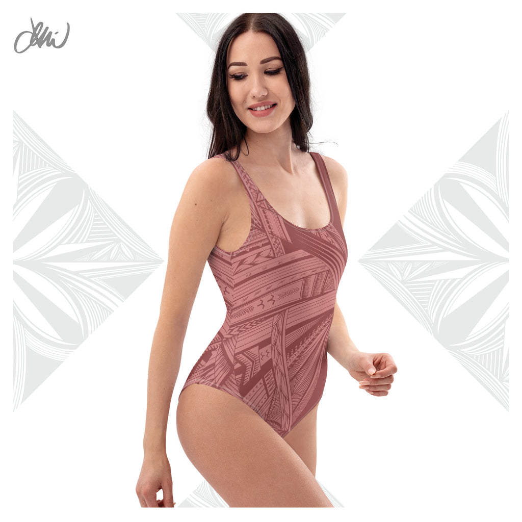 Samoan Light Pink Tatau One-Piece Swimsuit