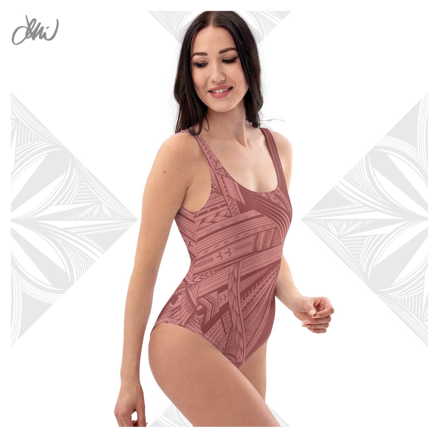 Samoan Light Pink Tatau One-Piece Swimsuit
