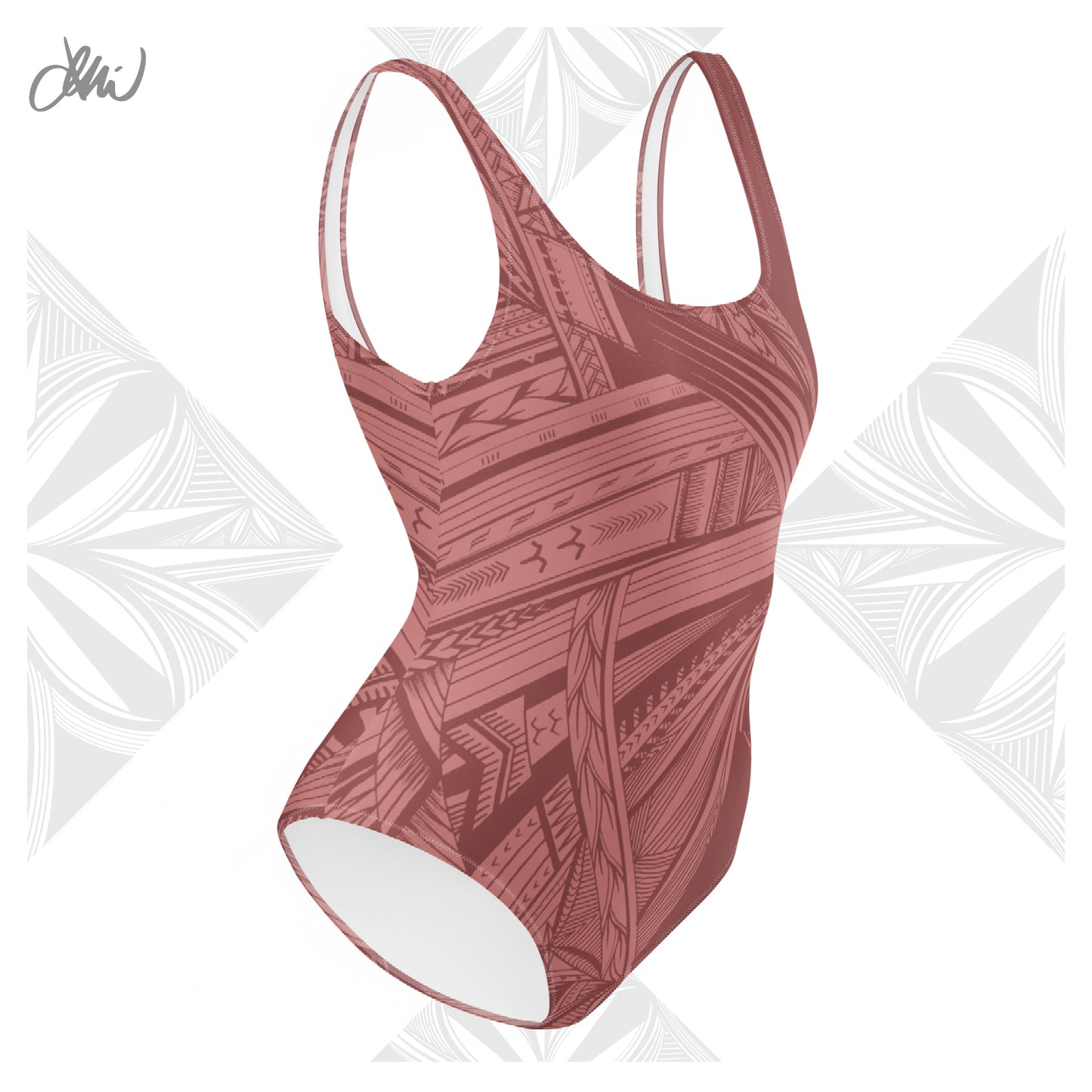 Samoan Light Pink Tatau One-Piece Swimsuit