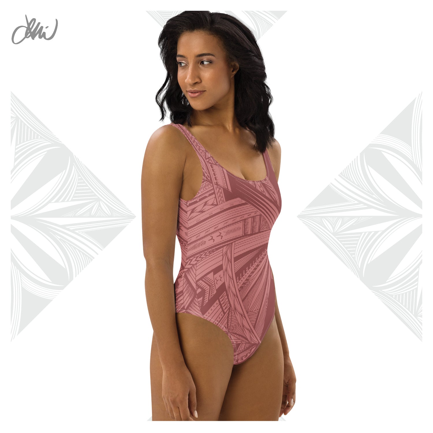 Samoan Light Pink Tatau One-Piece Swimsuit