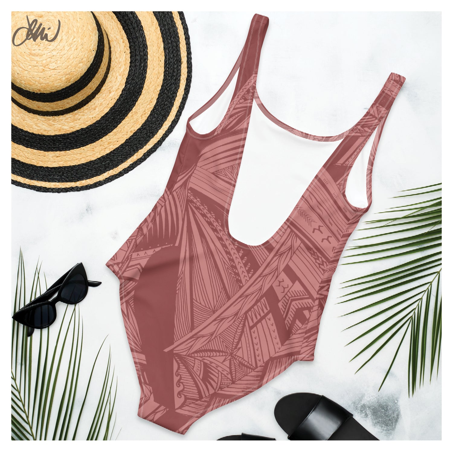 Samoan Light Pink Tatau One-Piece Swimsuit