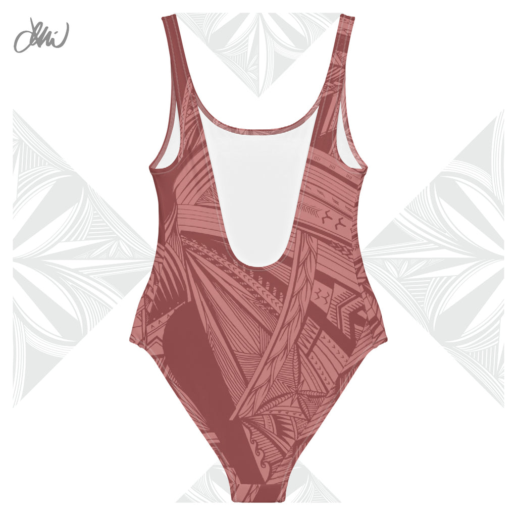 Samoan Light Pink Tatau One-Piece Swimsuit