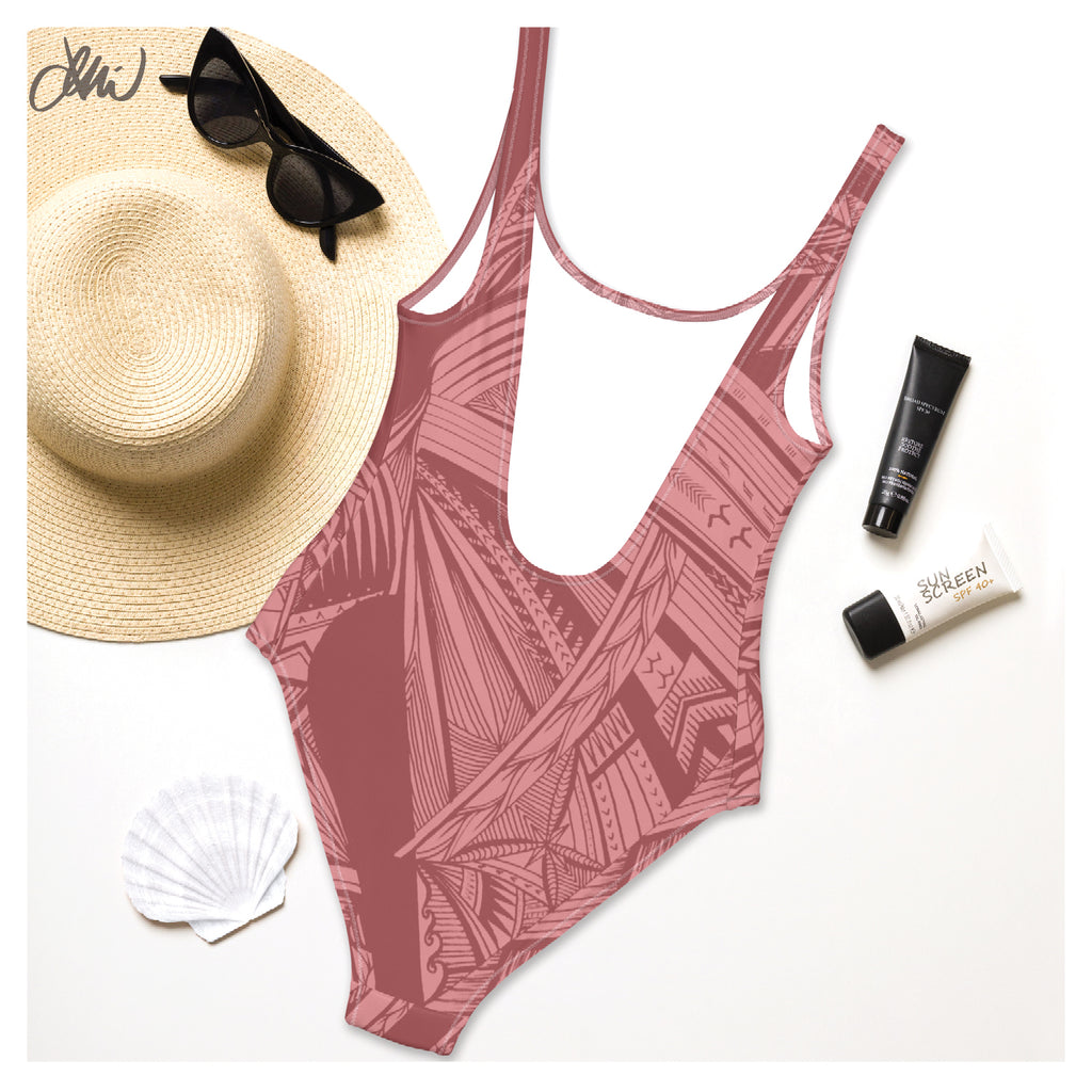 Samoan Light Pink Tatau One-Piece Swimsuit