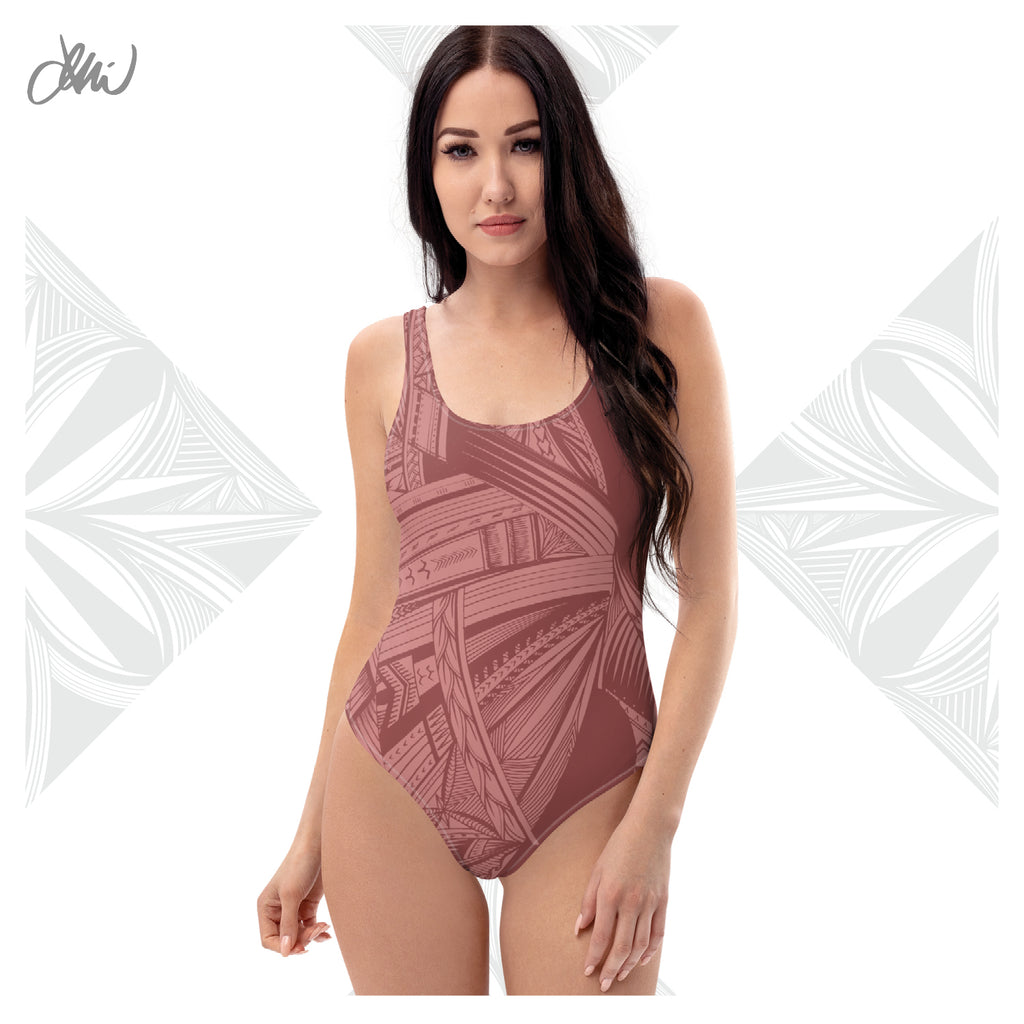 Samoan Light Pink Tatau One-Piece Swimsuit