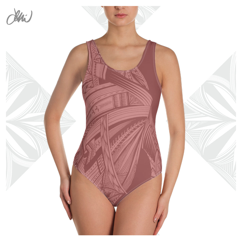 Samoan Light Pink Tatau One-Piece Swimsuit
