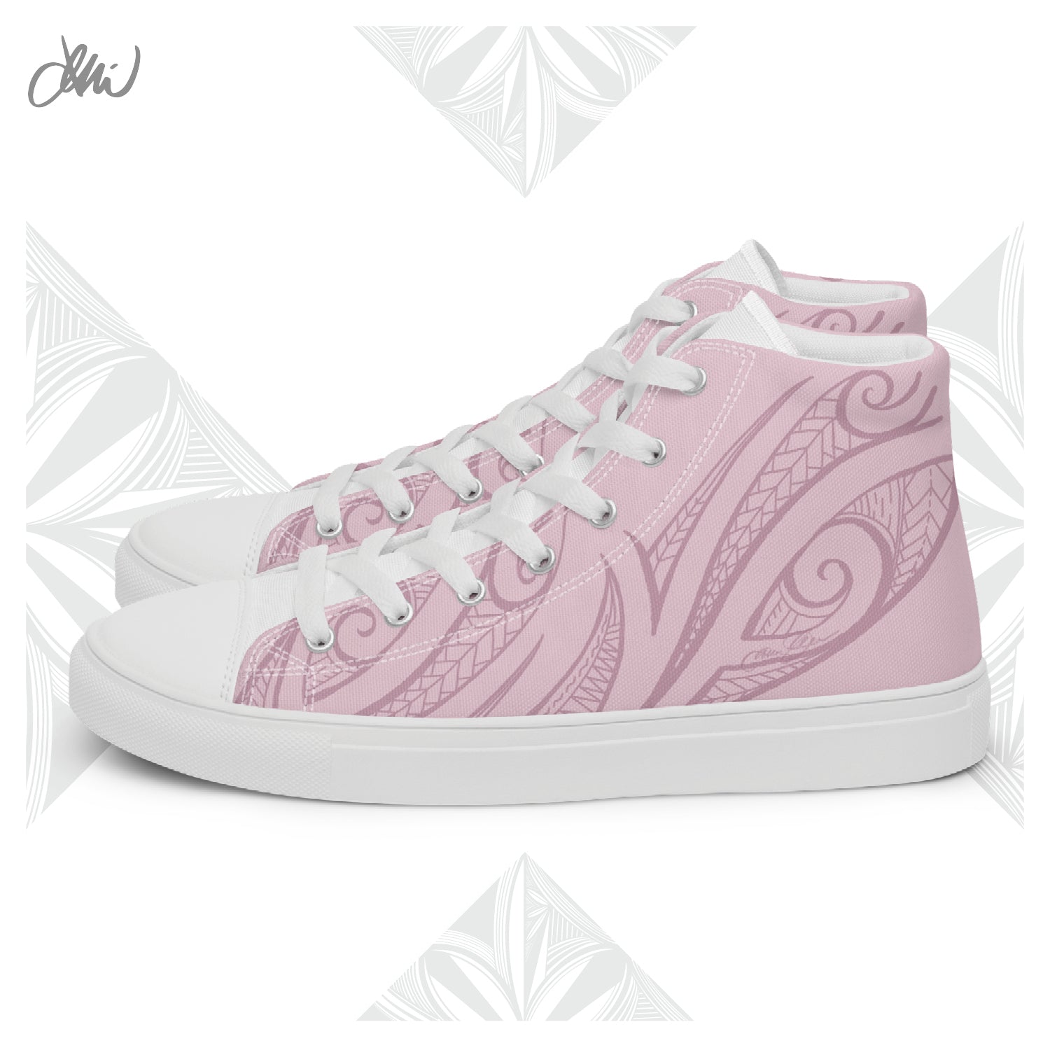 Pink Pasifika Men’s high top canvas shoes
